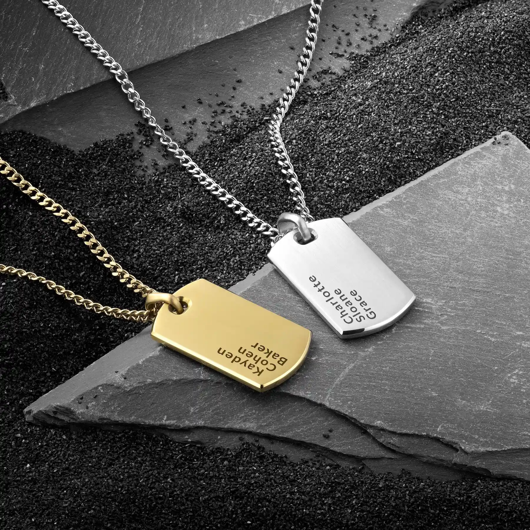 Beveled Tag Pendant - Silver - Image 2