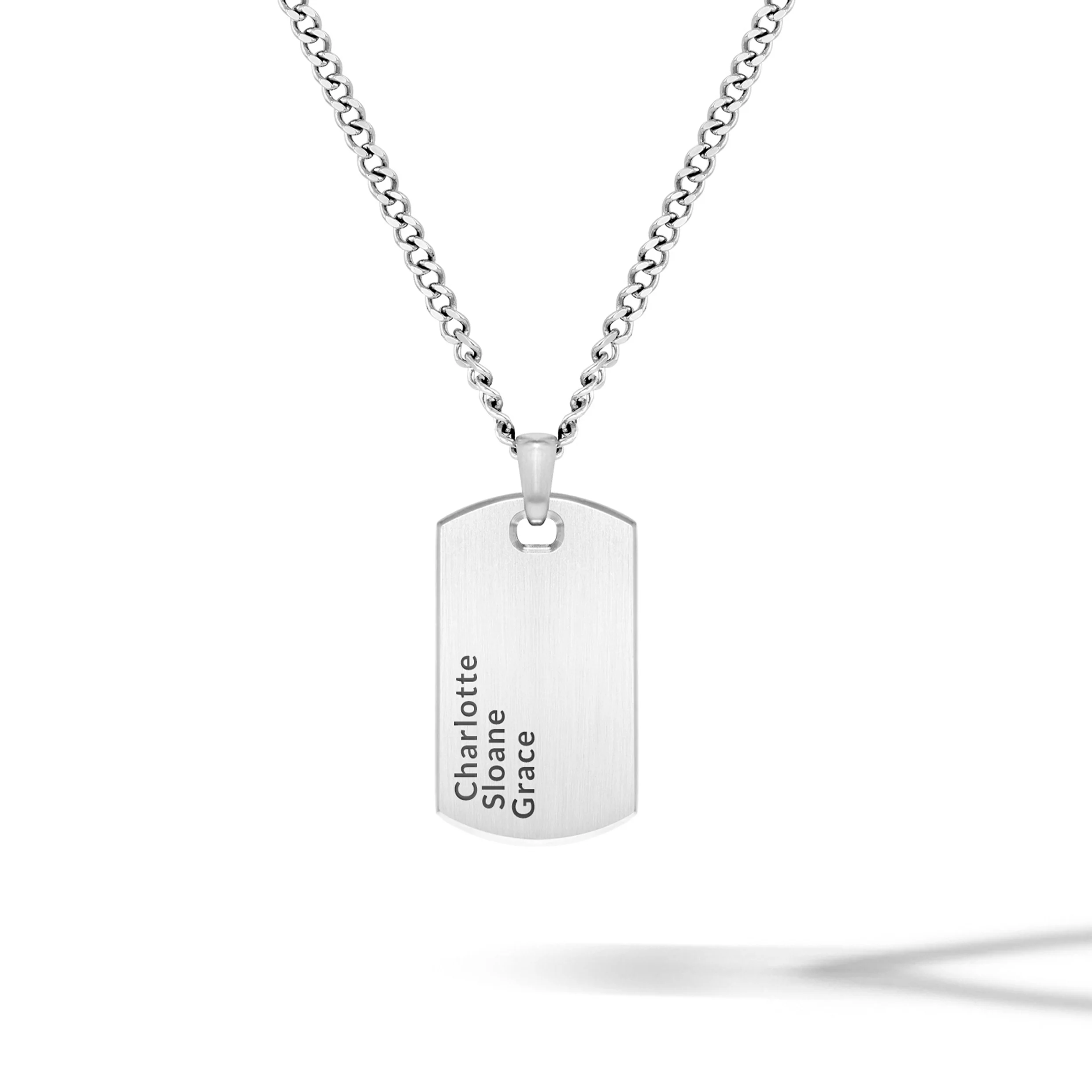 Beveled Tag Pendant - Silver