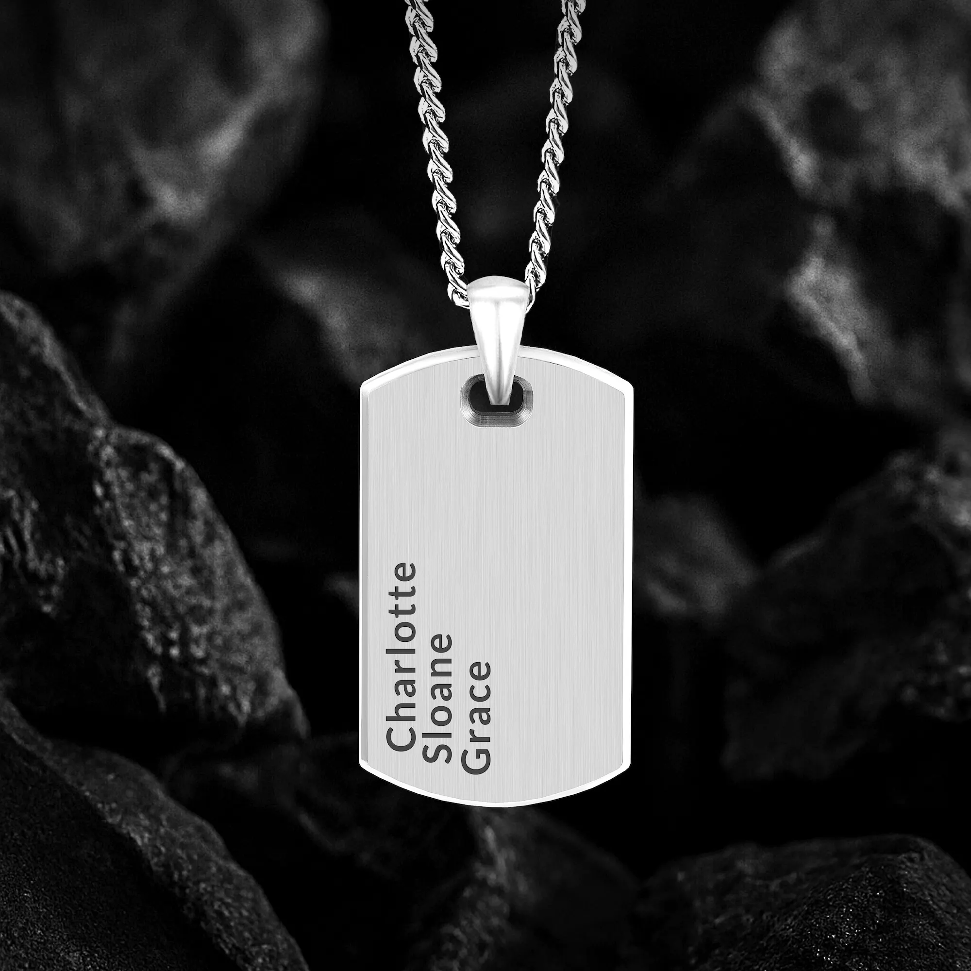 Beveled Tag Pendant - Silver - Image 3