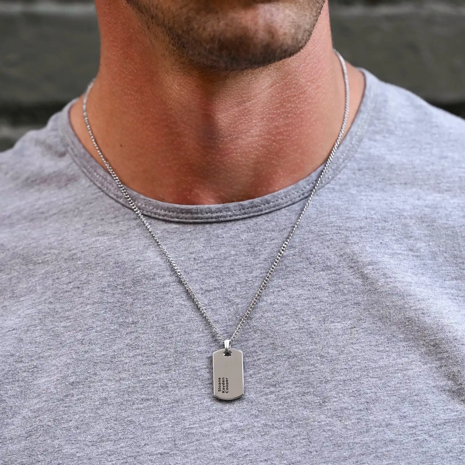 Beveled Tag Pendant - Silver - Image 5