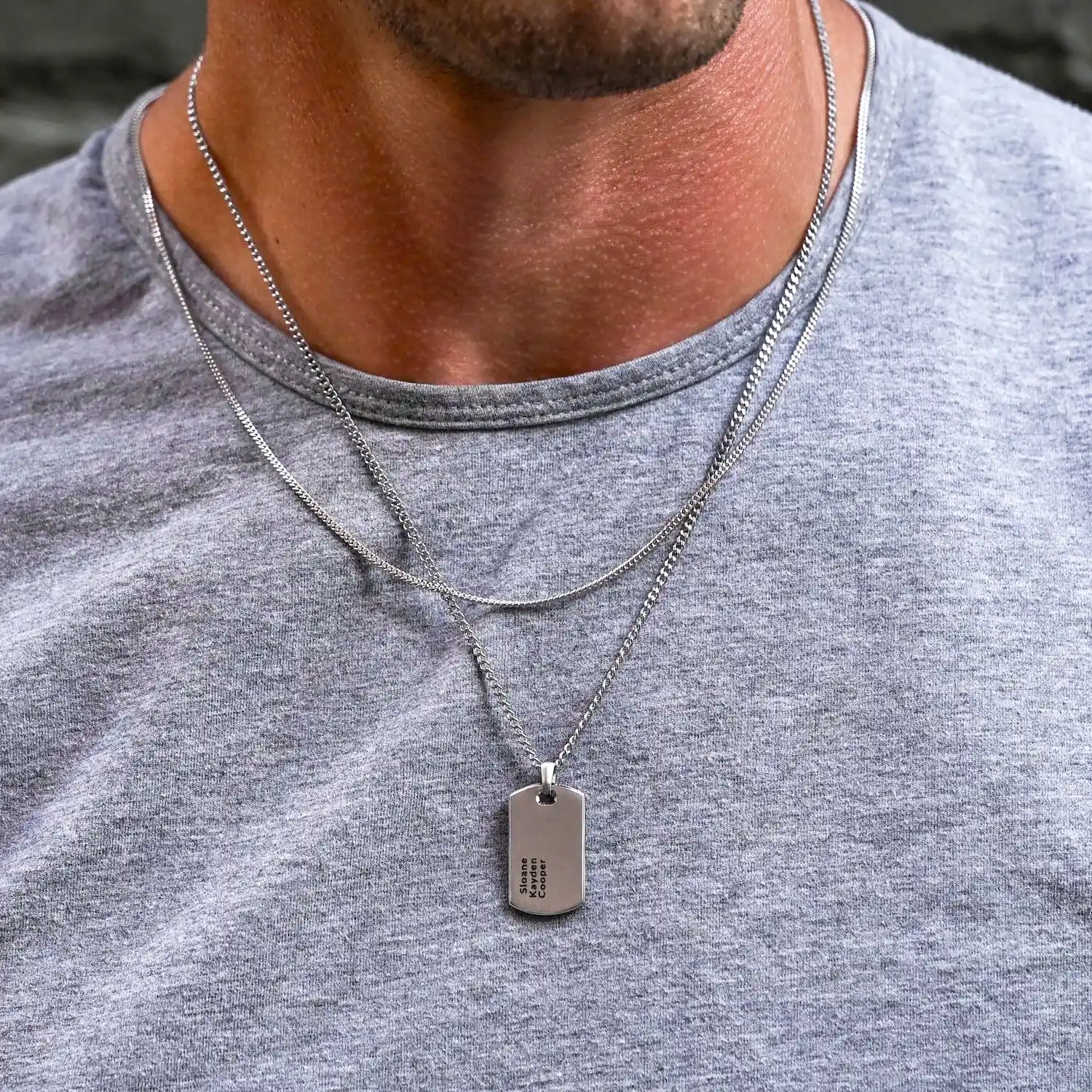 Beveled Tag Pendant - Silver - Image 7