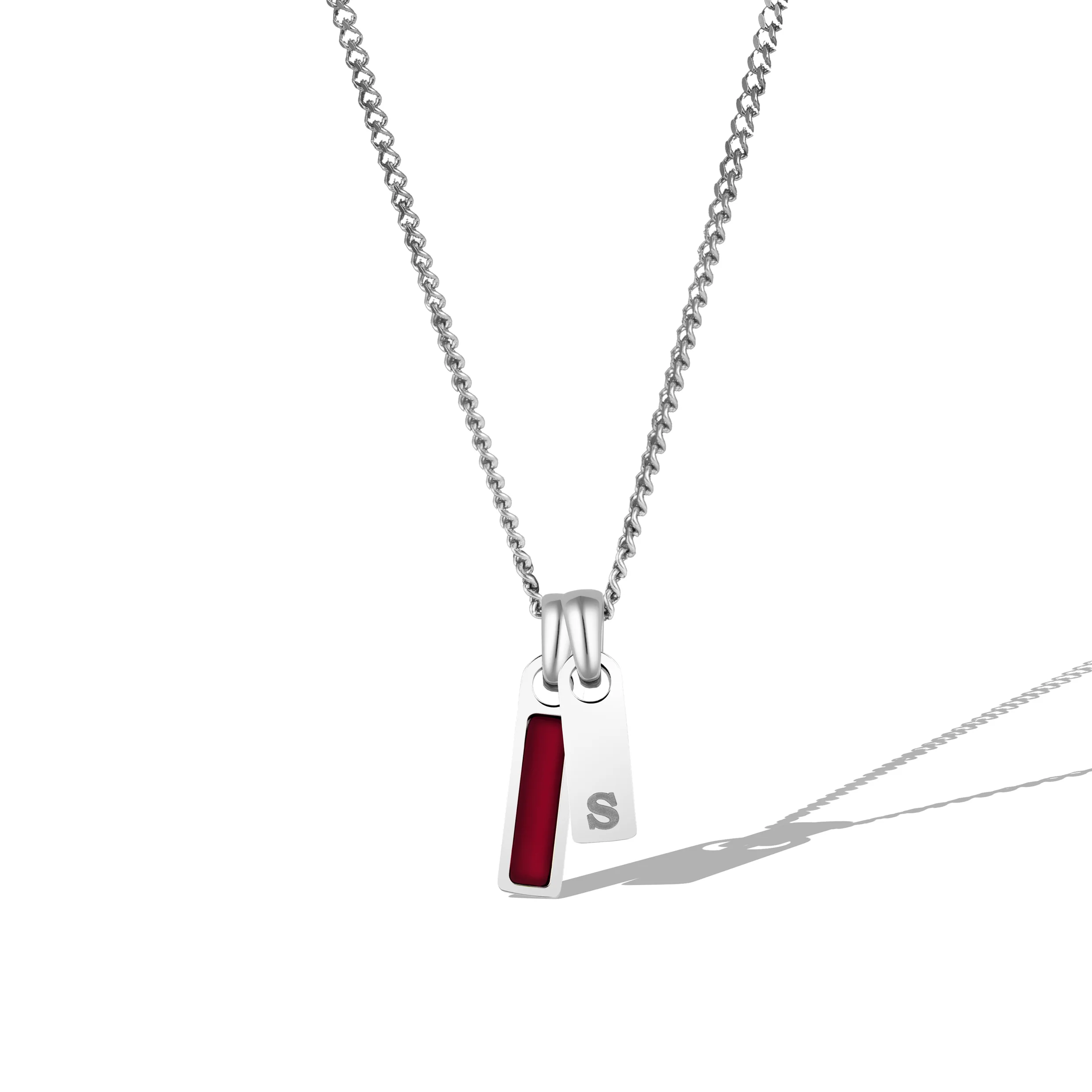 Birthstone & Initial Tag Necklace - Silver - Image 11