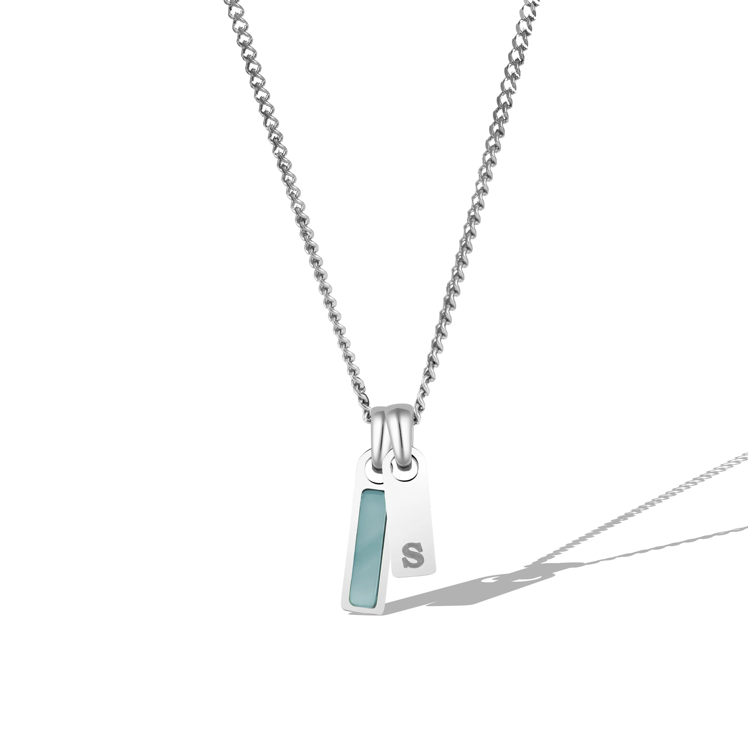 Birthstone & Initial Tag Necklace - Silver - Image 13