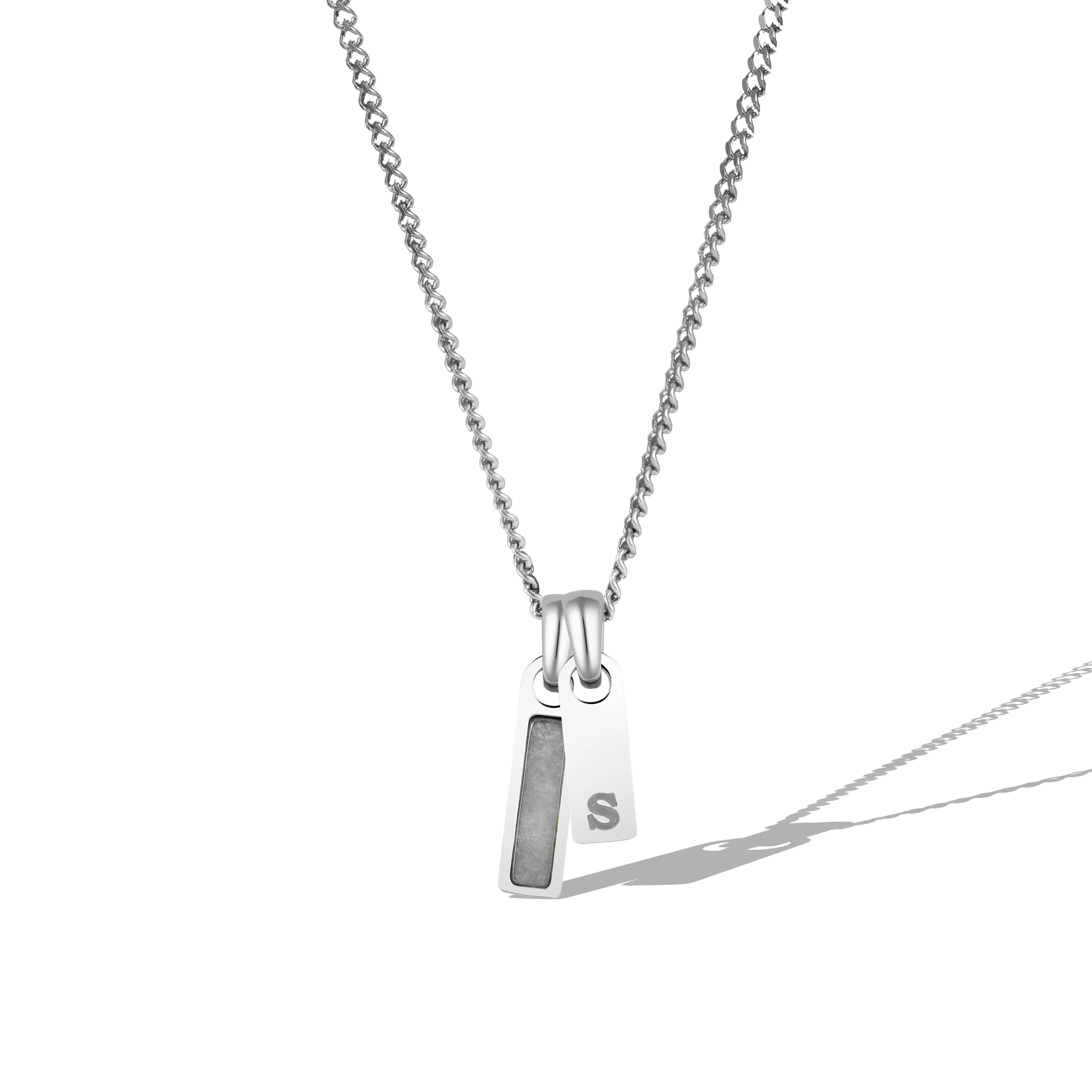 Birthstone & Initial Tag Necklace - Silver - Image 14