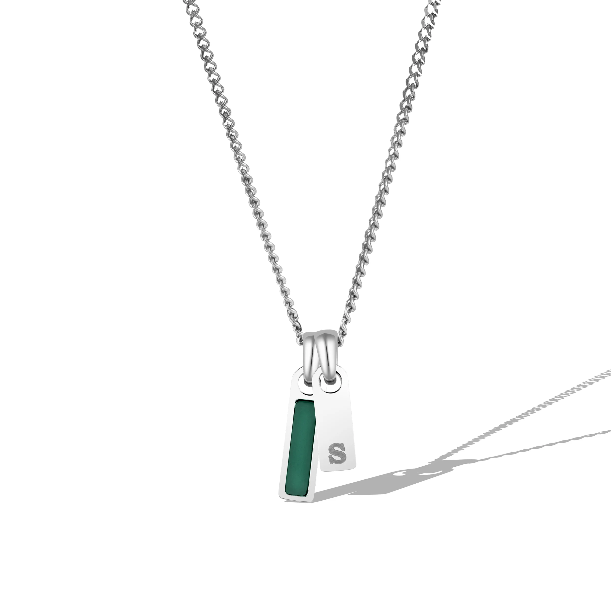 Birthstone & Initial Tag Necklace - Silver - Image 15