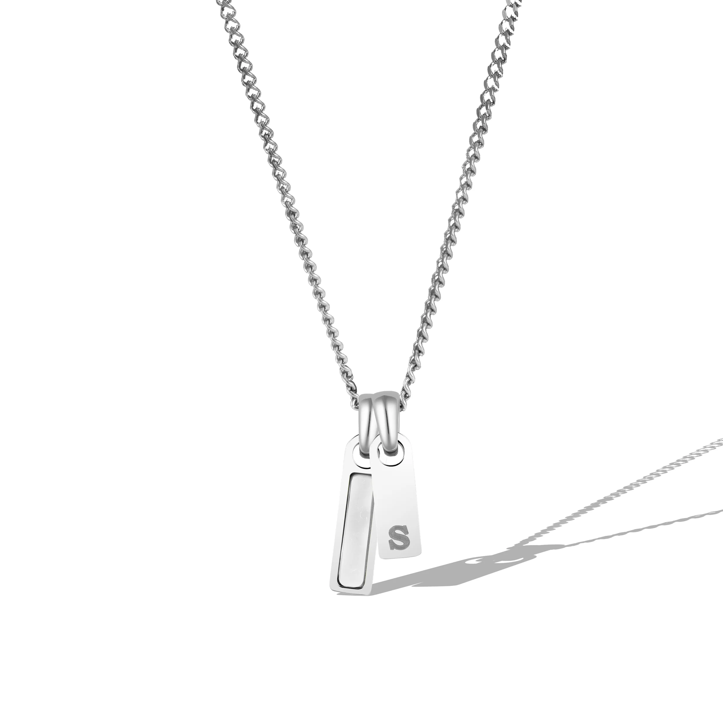 Birthstone & Initial Tag Necklace - Silver - Image 16