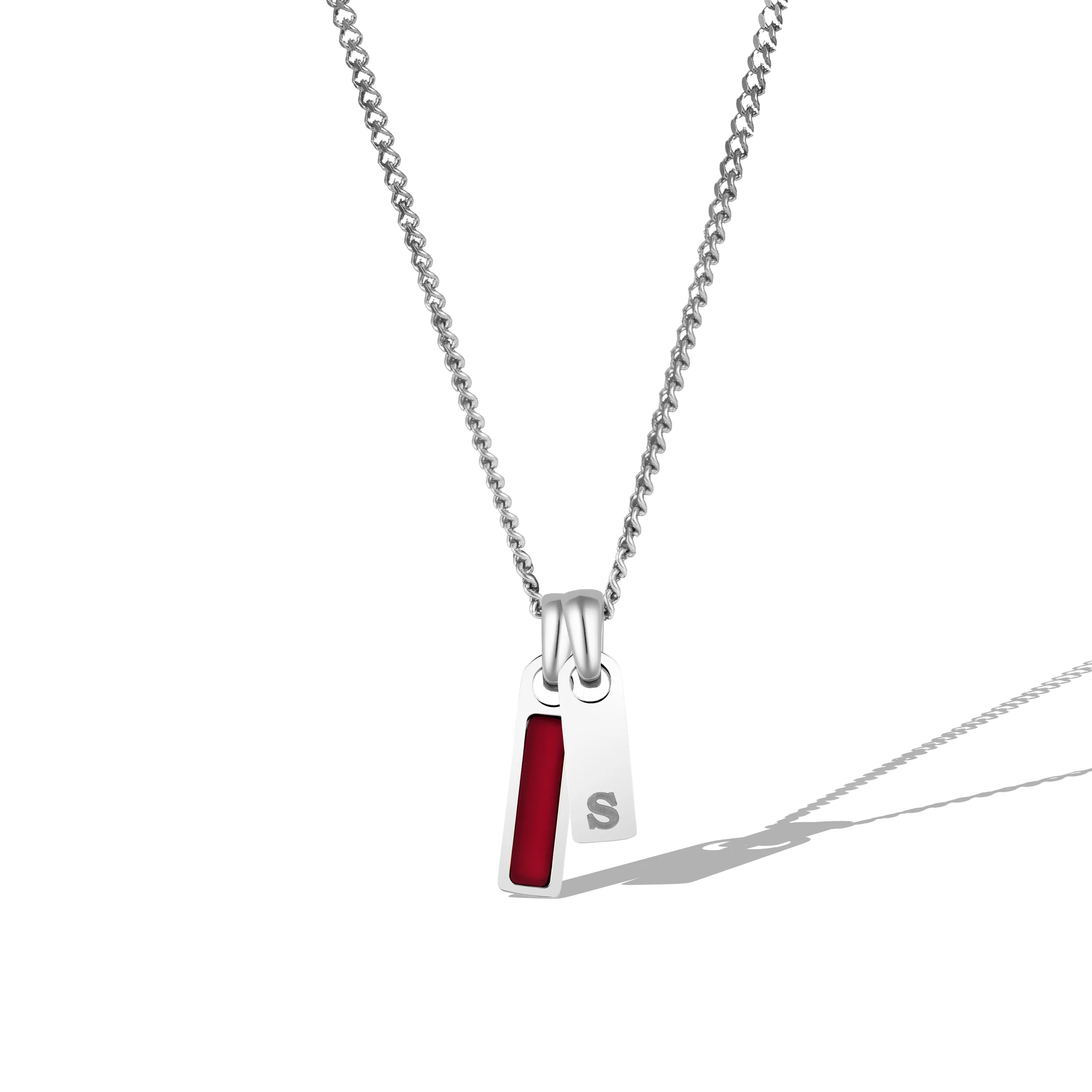 Birthstone & Initial Tag Necklace - Silver - Image 17