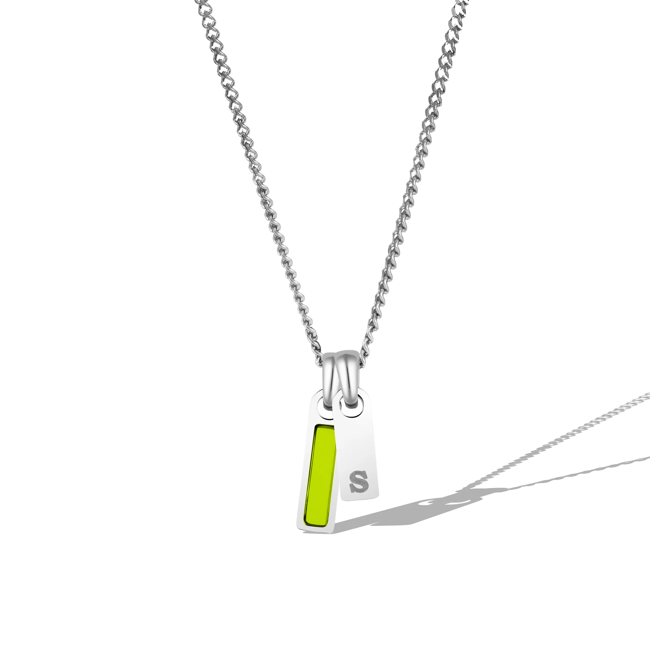 Birthstone & Initial Tag Necklace - Silver - Image 18