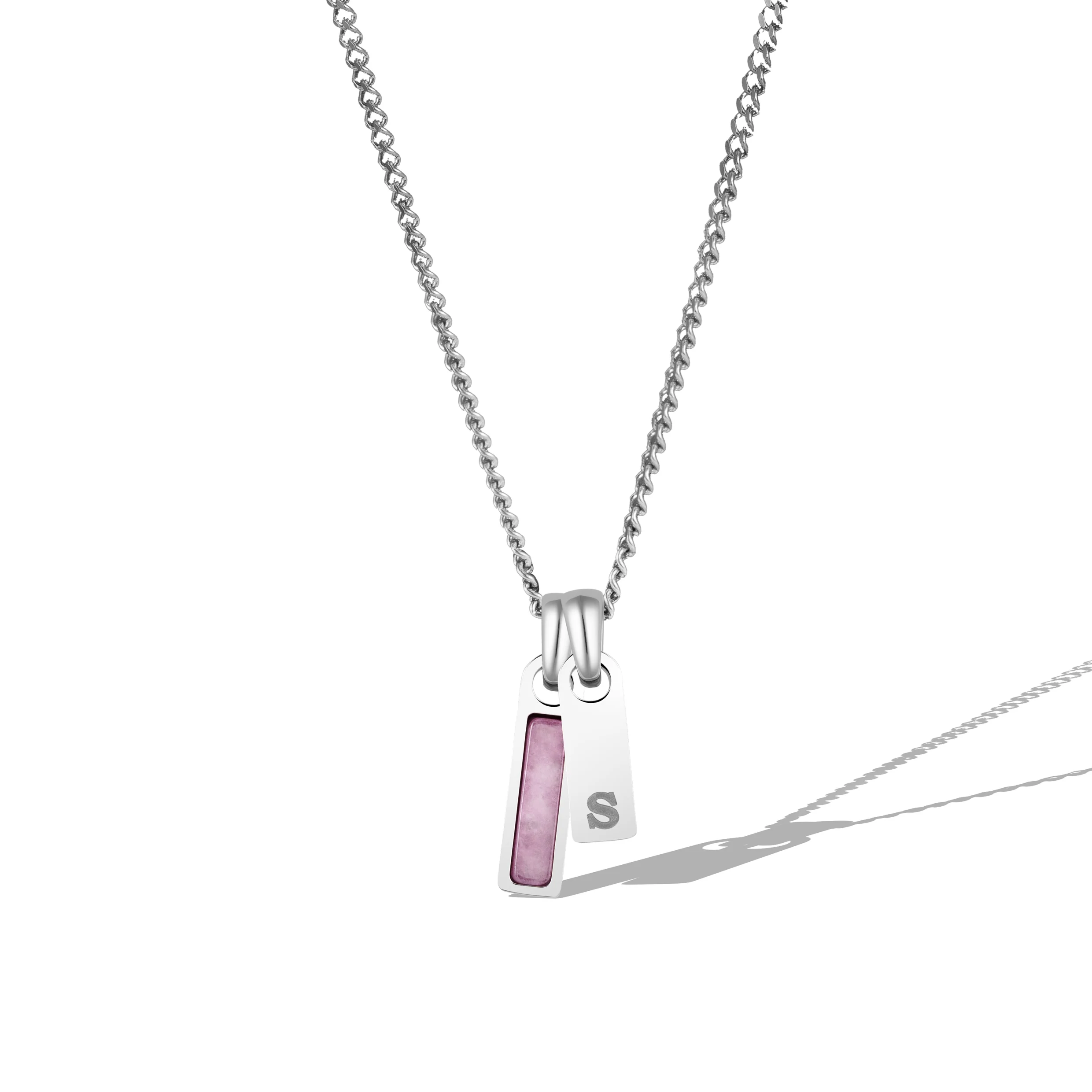 Birthstone & Initial Tag Necklace - Silver - Image 19
