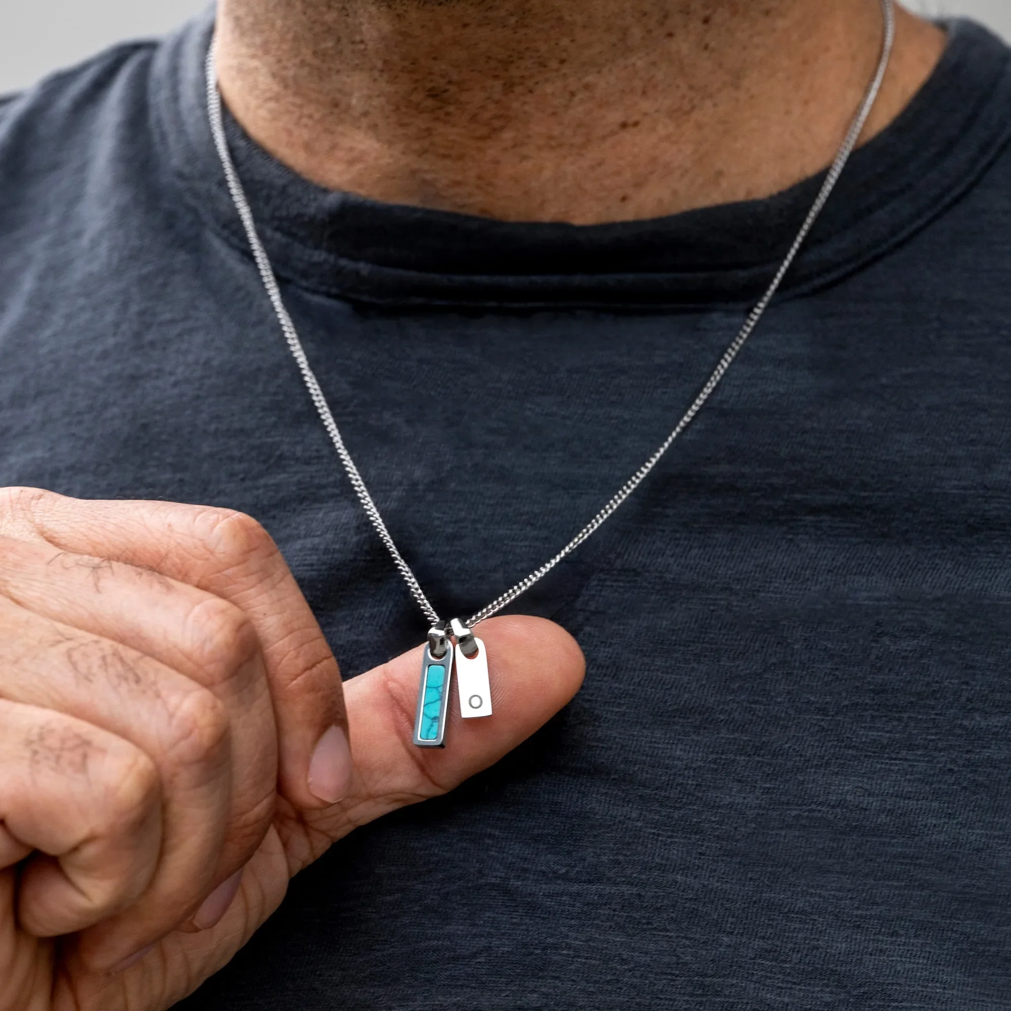 Birthstone & Initial Tag Necklace - Silver - Image 6