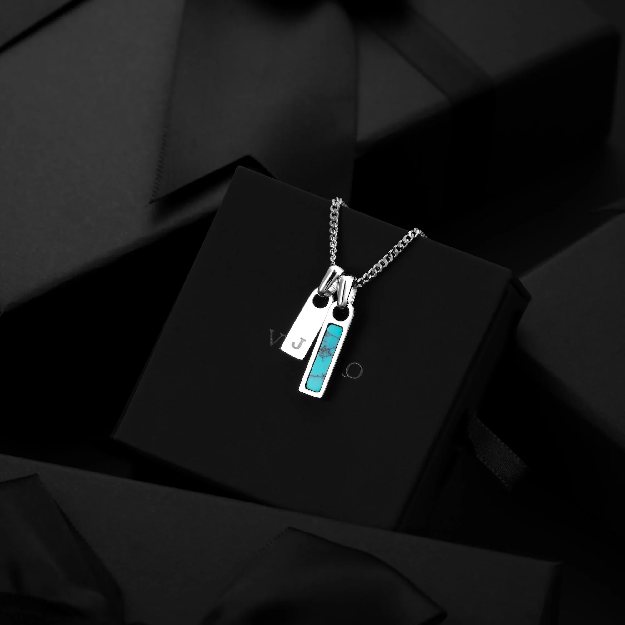 Birthstone & Initial Tag Necklace - Silver - Image 8