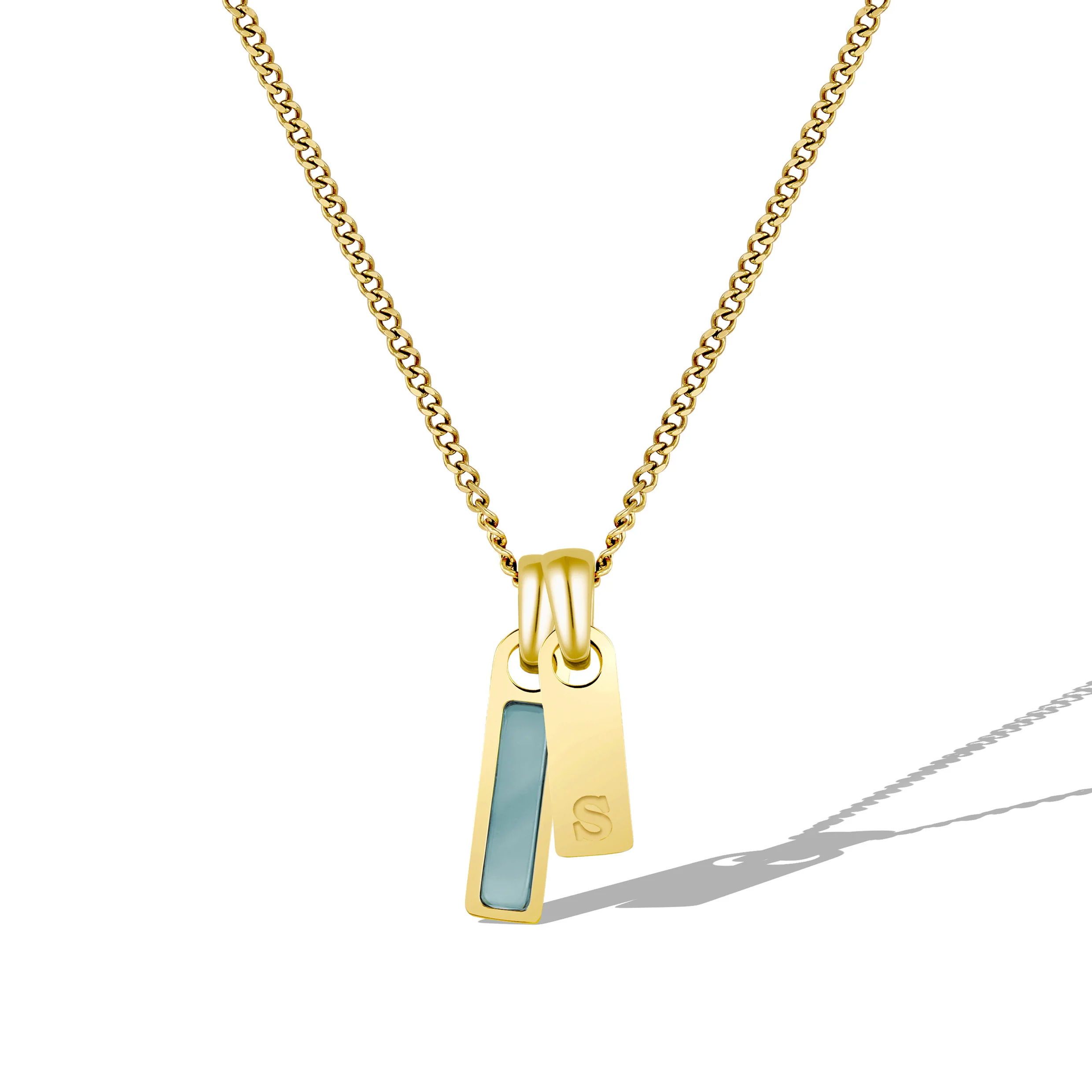 Birthstone & Initial Tag Necklace - Gold - Image 13