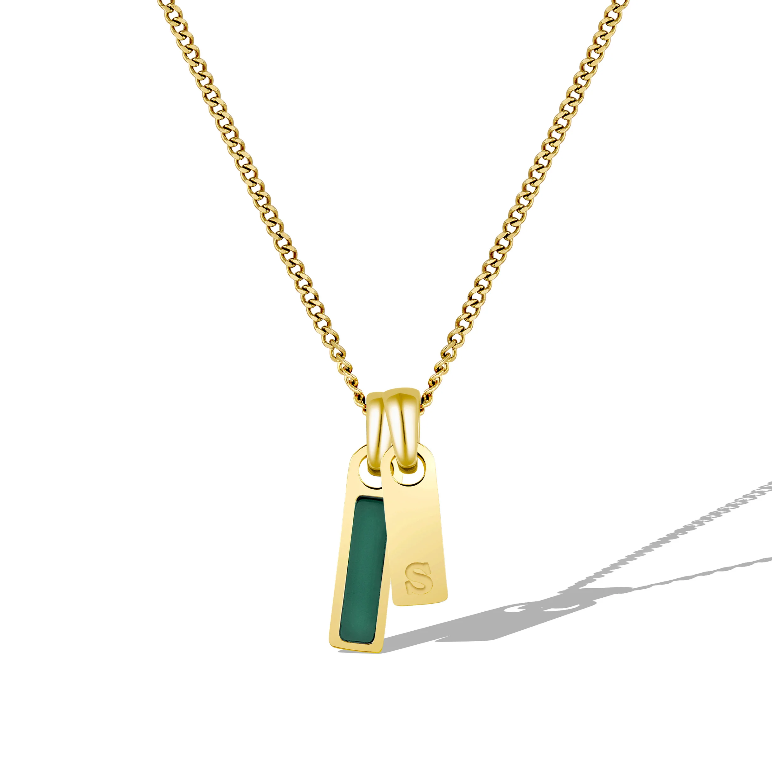 Birthstone & Initial Tag Necklace - Gold - Image 15