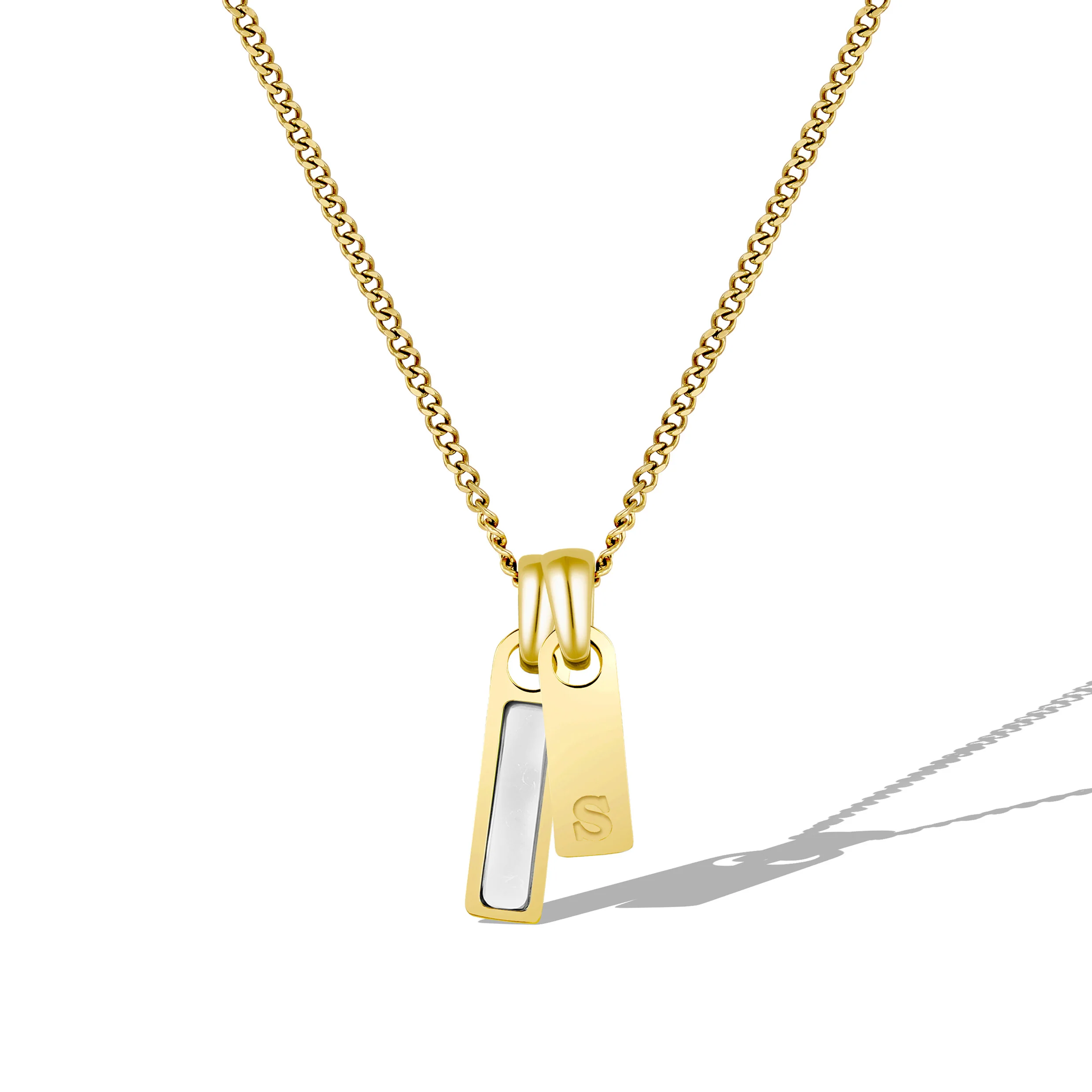 Birthstone & Initial Tag Necklace - Gold - Image 16