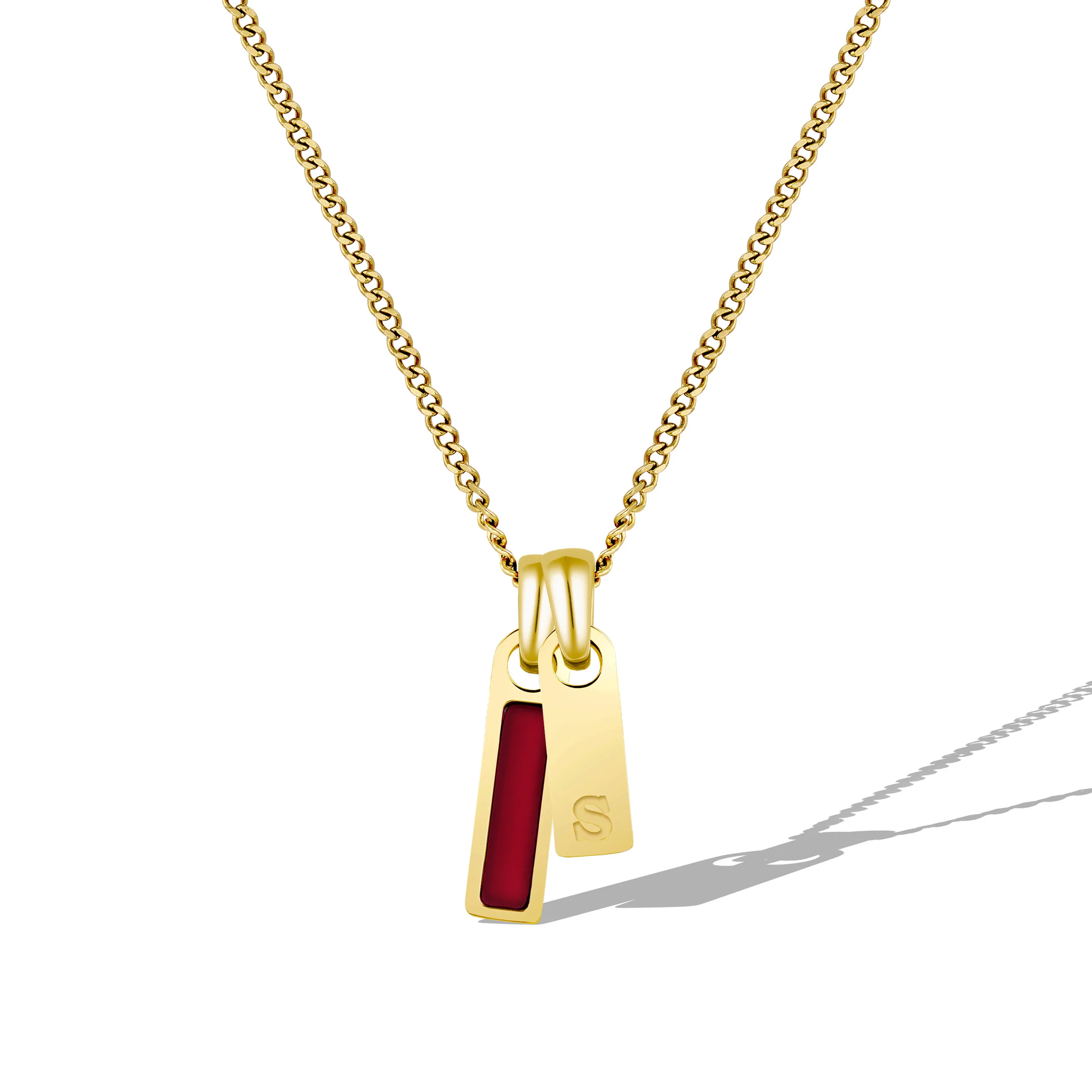 Birthstone & Initial Tag Necklace - Gold - Image 17