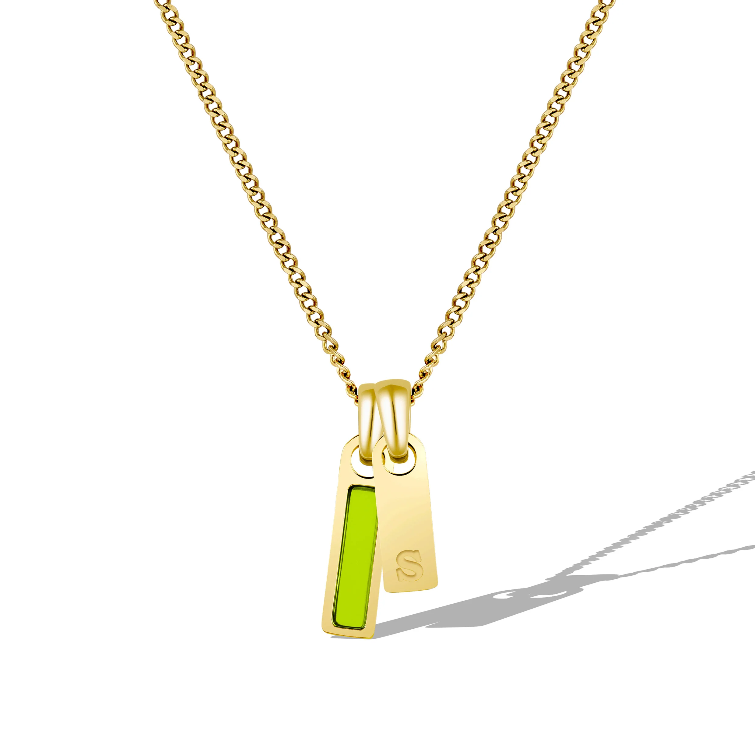 Birthstone & Initial Tag Necklace - Gold - Image 18