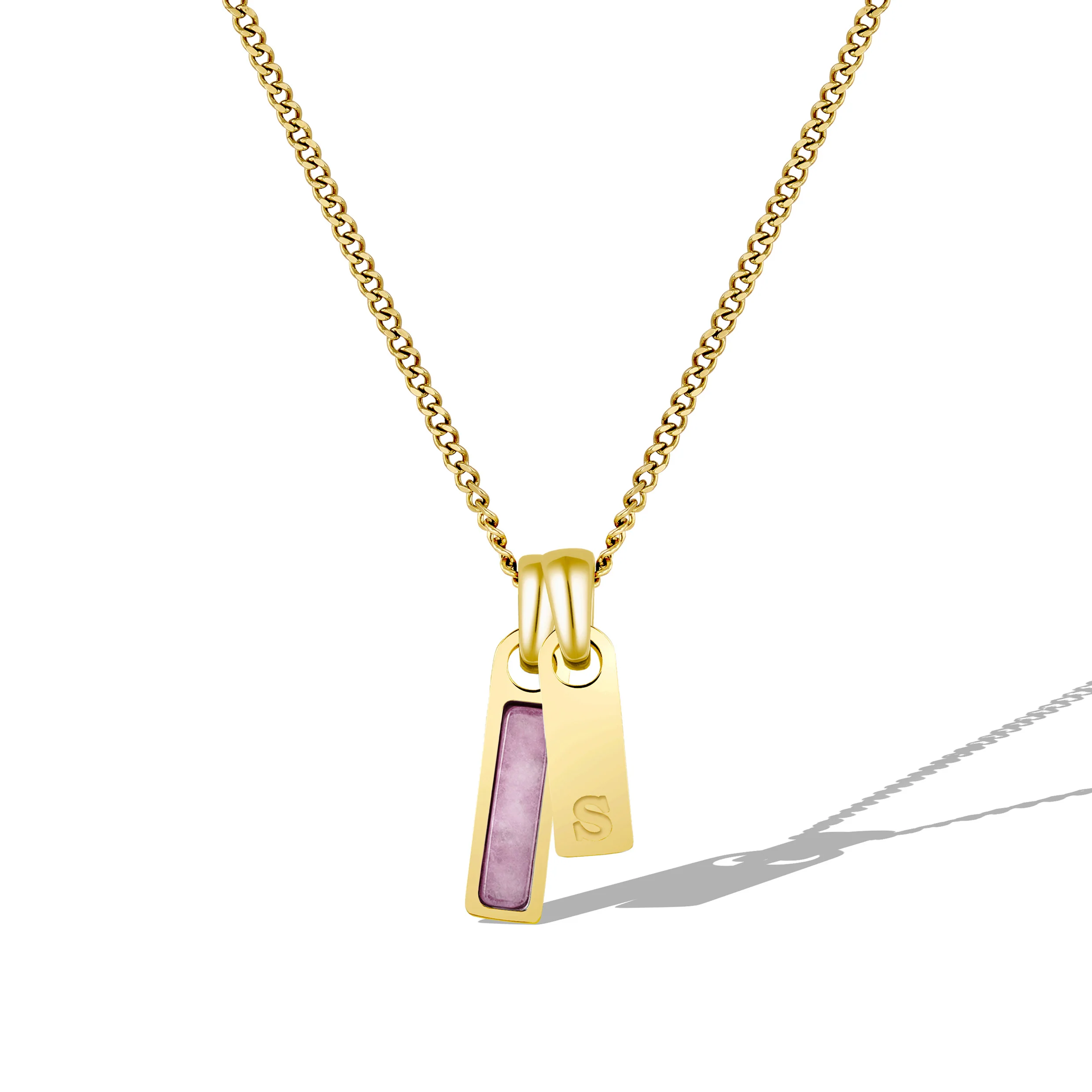 Birthstone & Initial Tag Necklace - Gold - Image 20