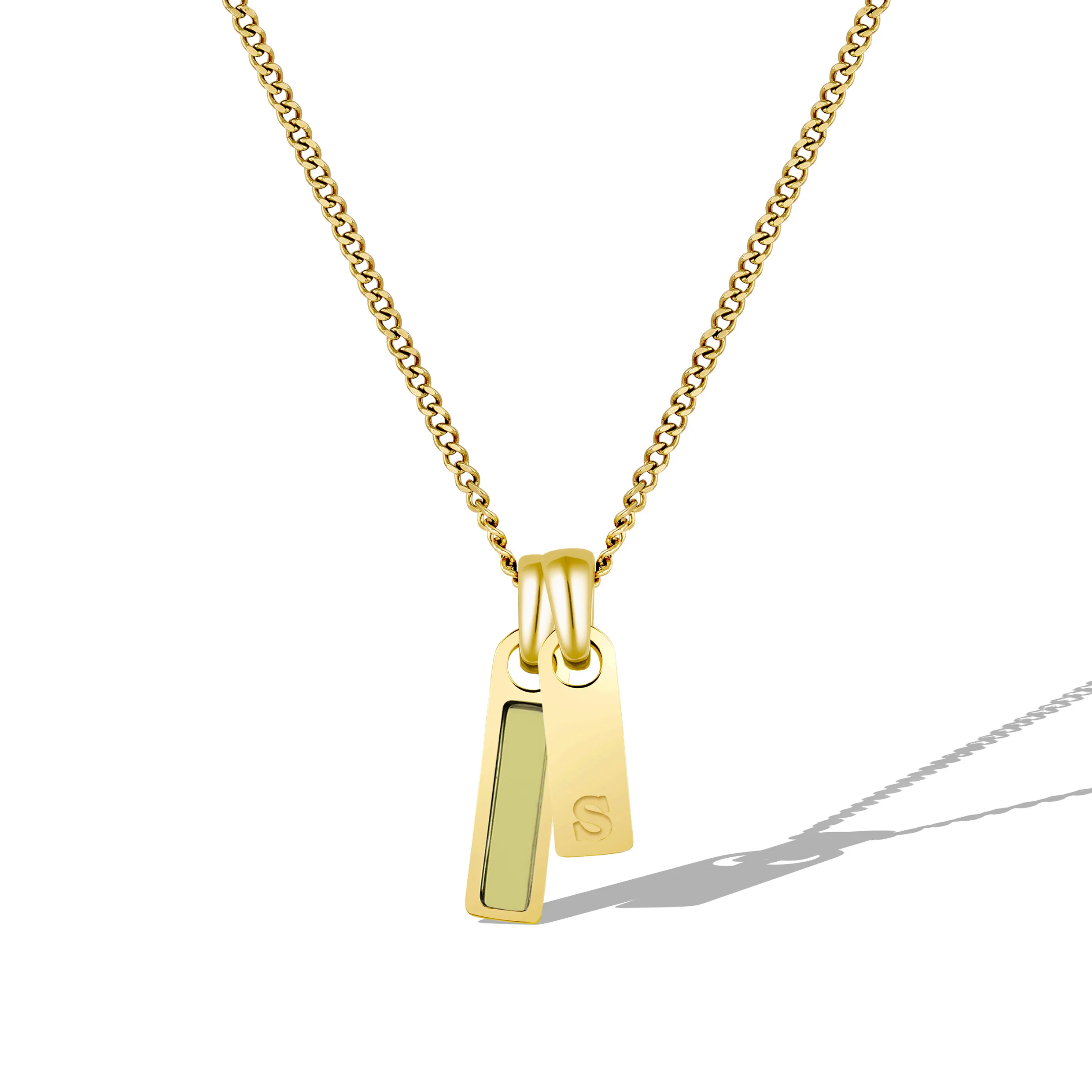 Birthstone & Initial Tag Necklace - Gold - Image 21