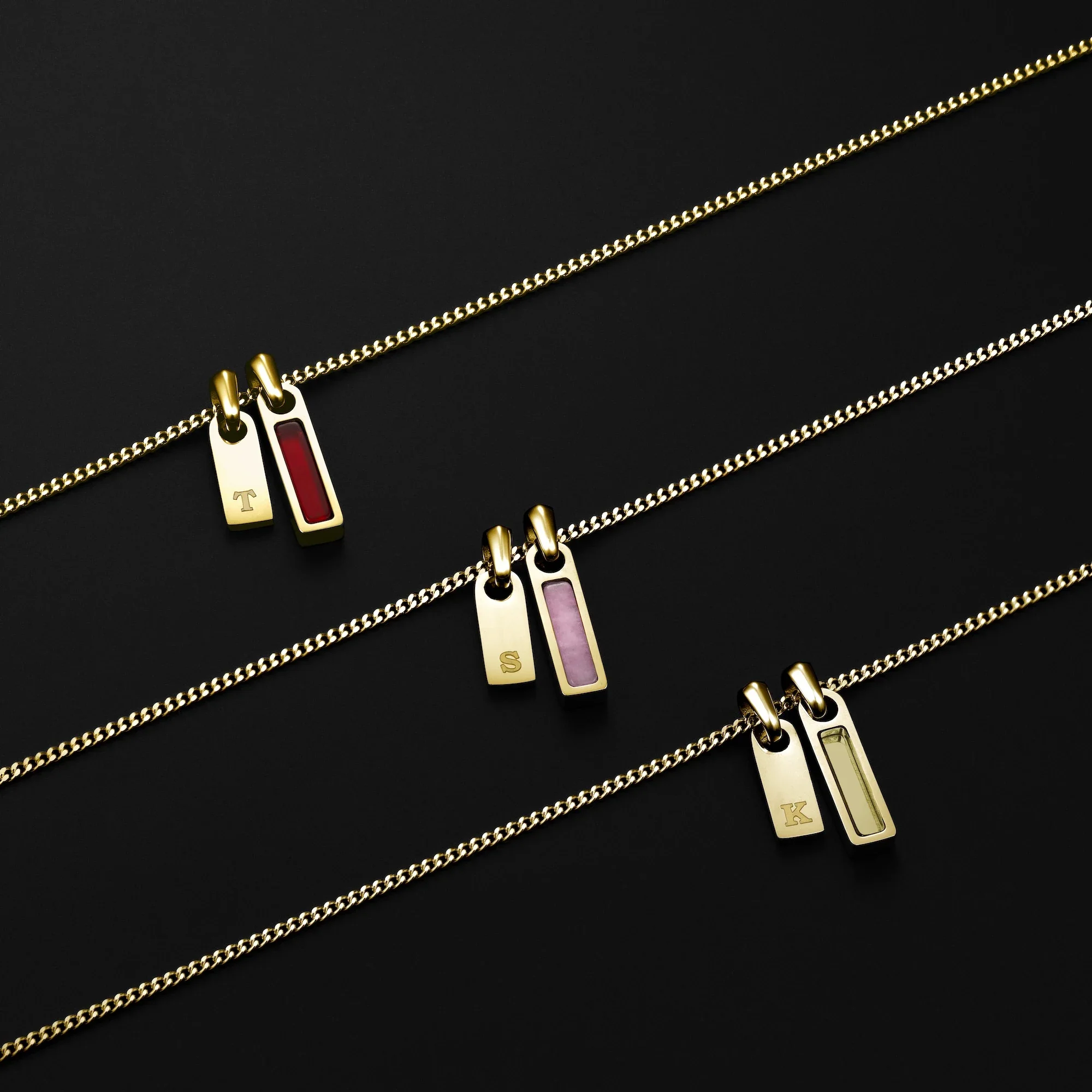 Birthstone & Initial Tag Necklace - Gold - Image 4