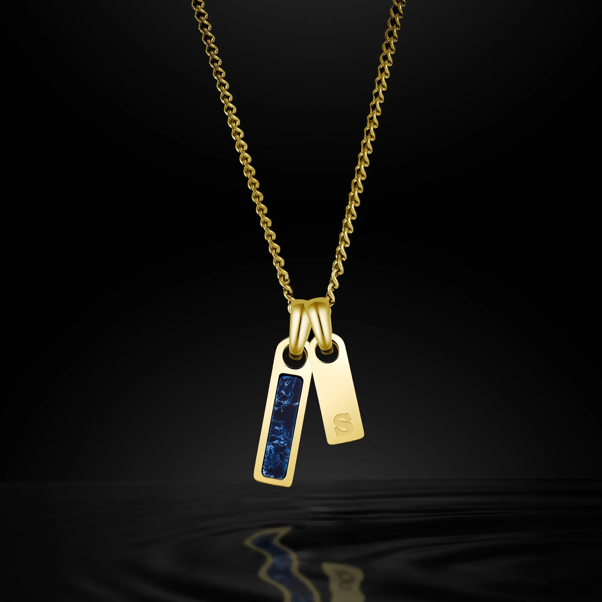 Birthstone & Initial Tag Necklace - Gold - Image 7