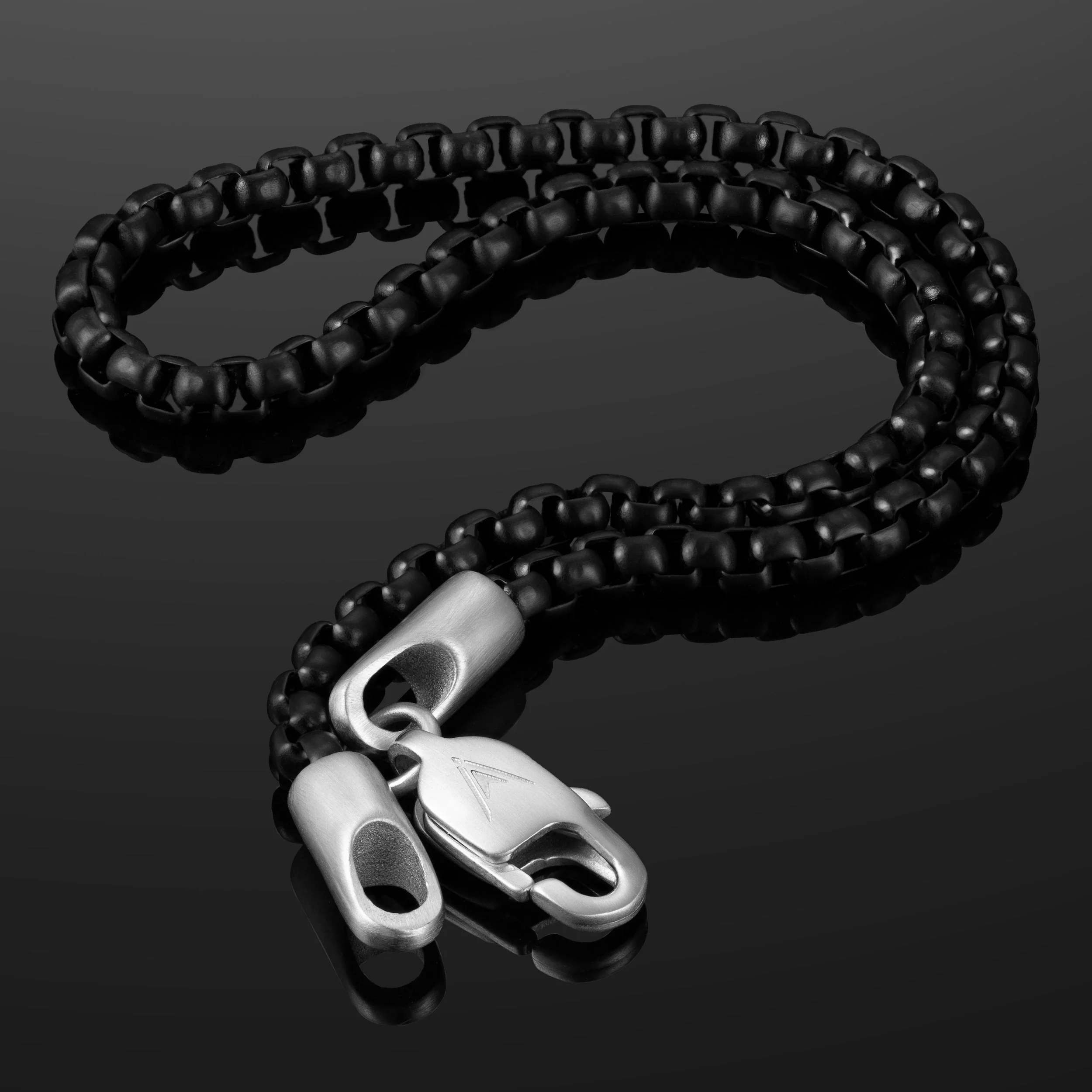 Box Chain Bracelet, 3MM - Black - Image 3
