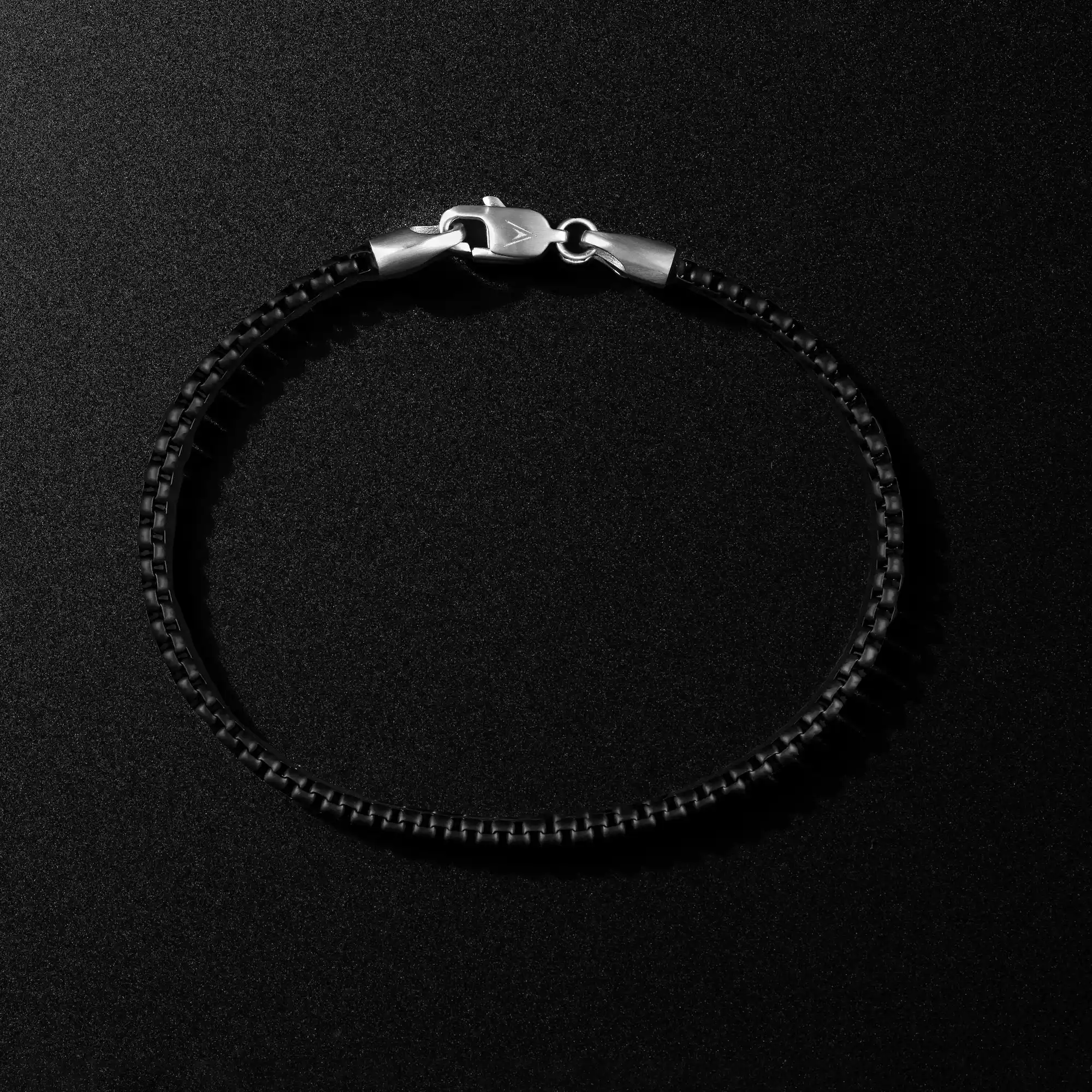 Box Chain Bracelet, 3MM - Black - Image 4
