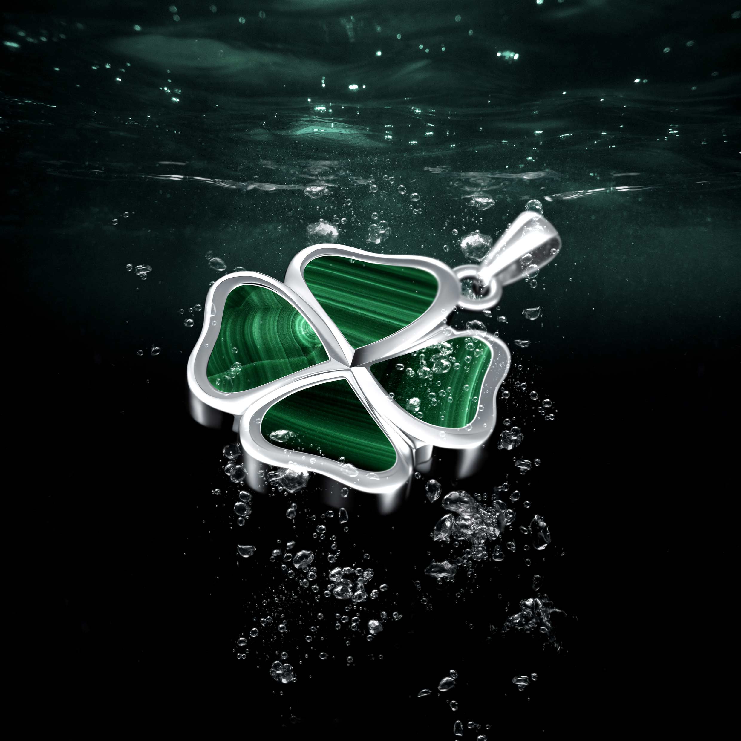 Clover Pendant - Malachite - Image 3