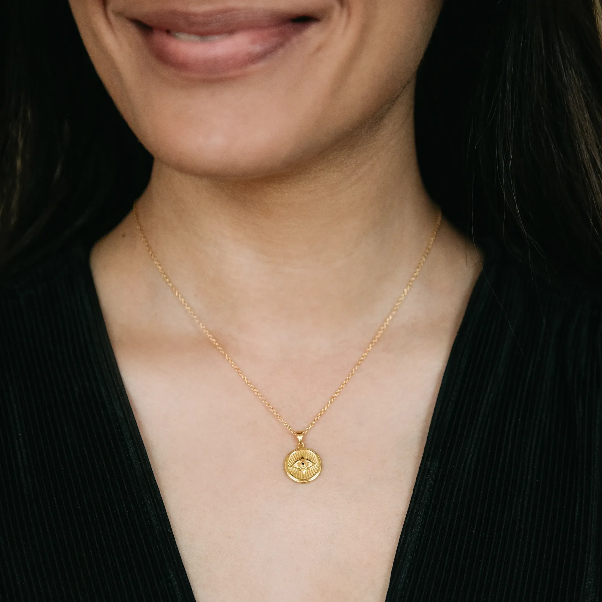 Courage: Evil Eye Necklace - Gold - Image 4