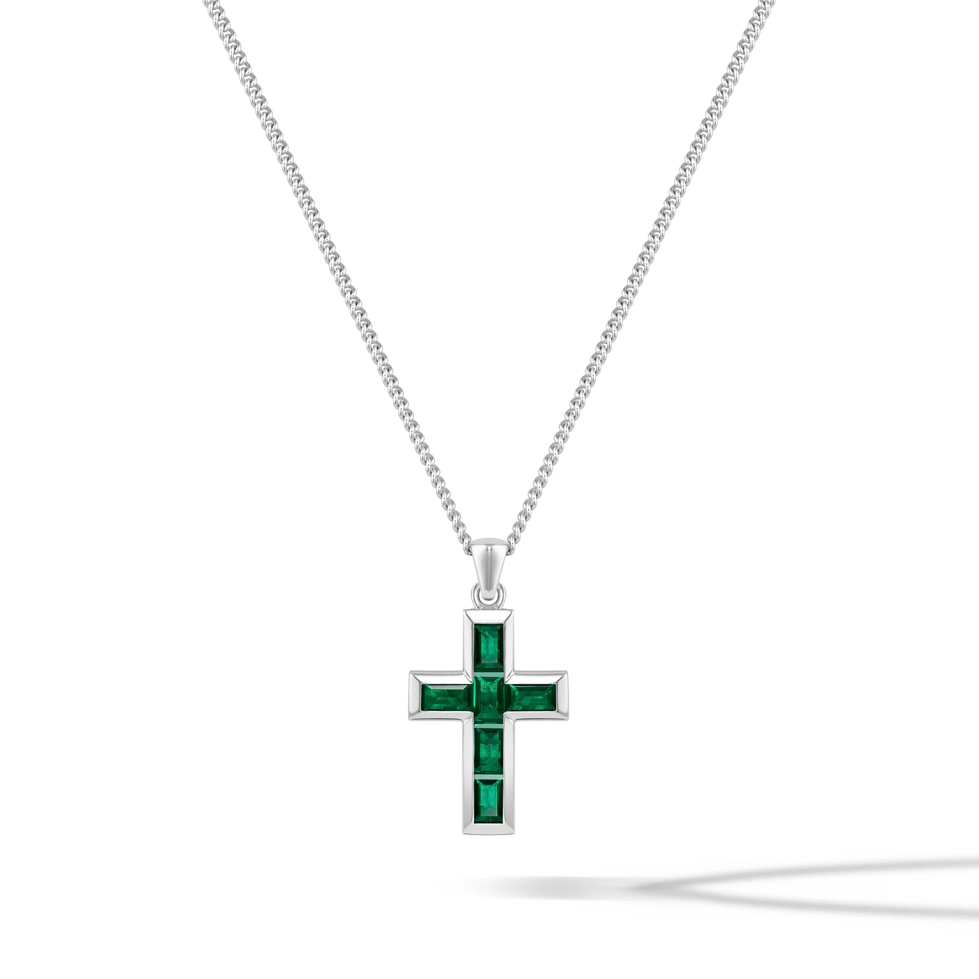 Gemstone Cross Pendant - Emerald - Image 10
