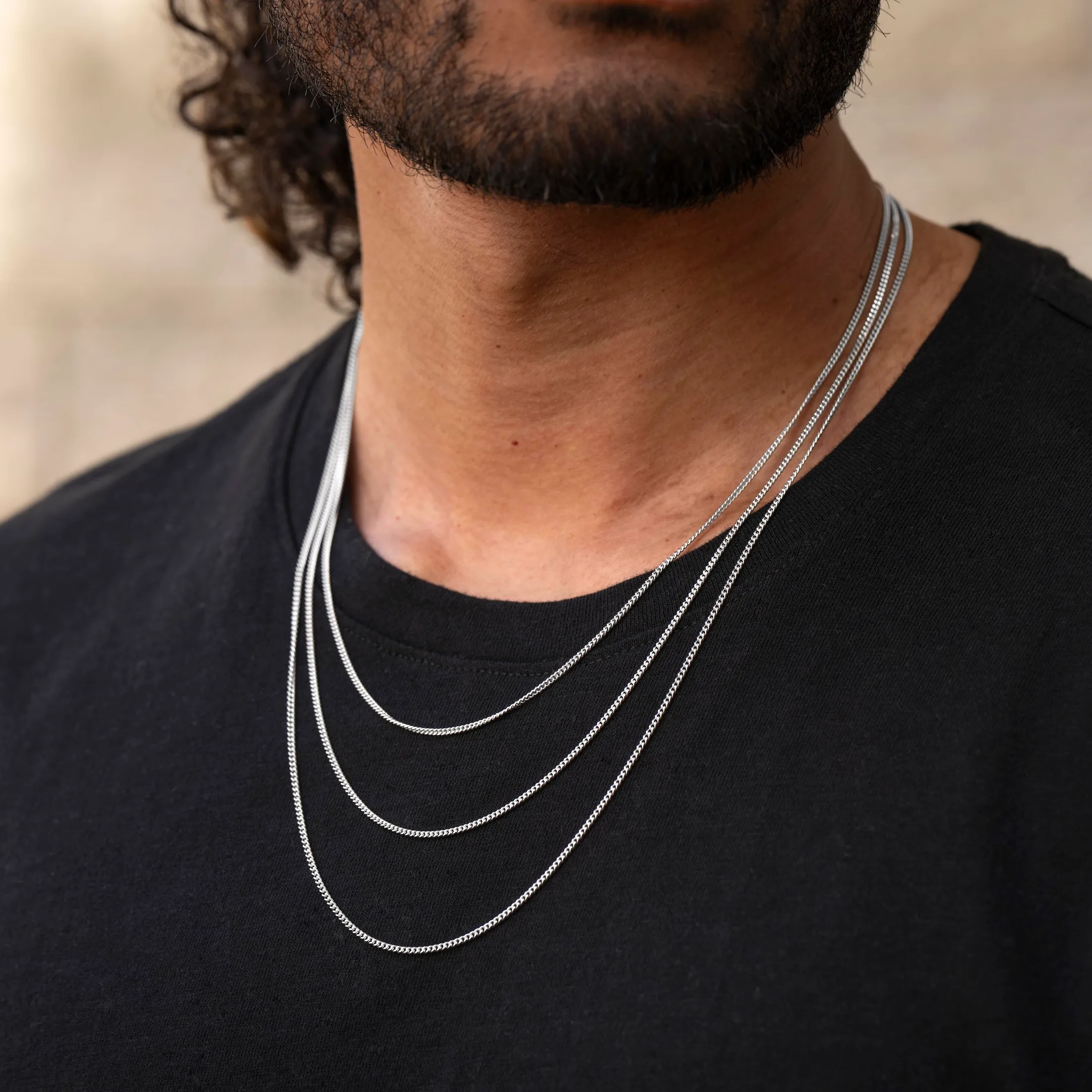 Micro Cuban Chain Necklace, 1.7MM - Silver - Image 2
