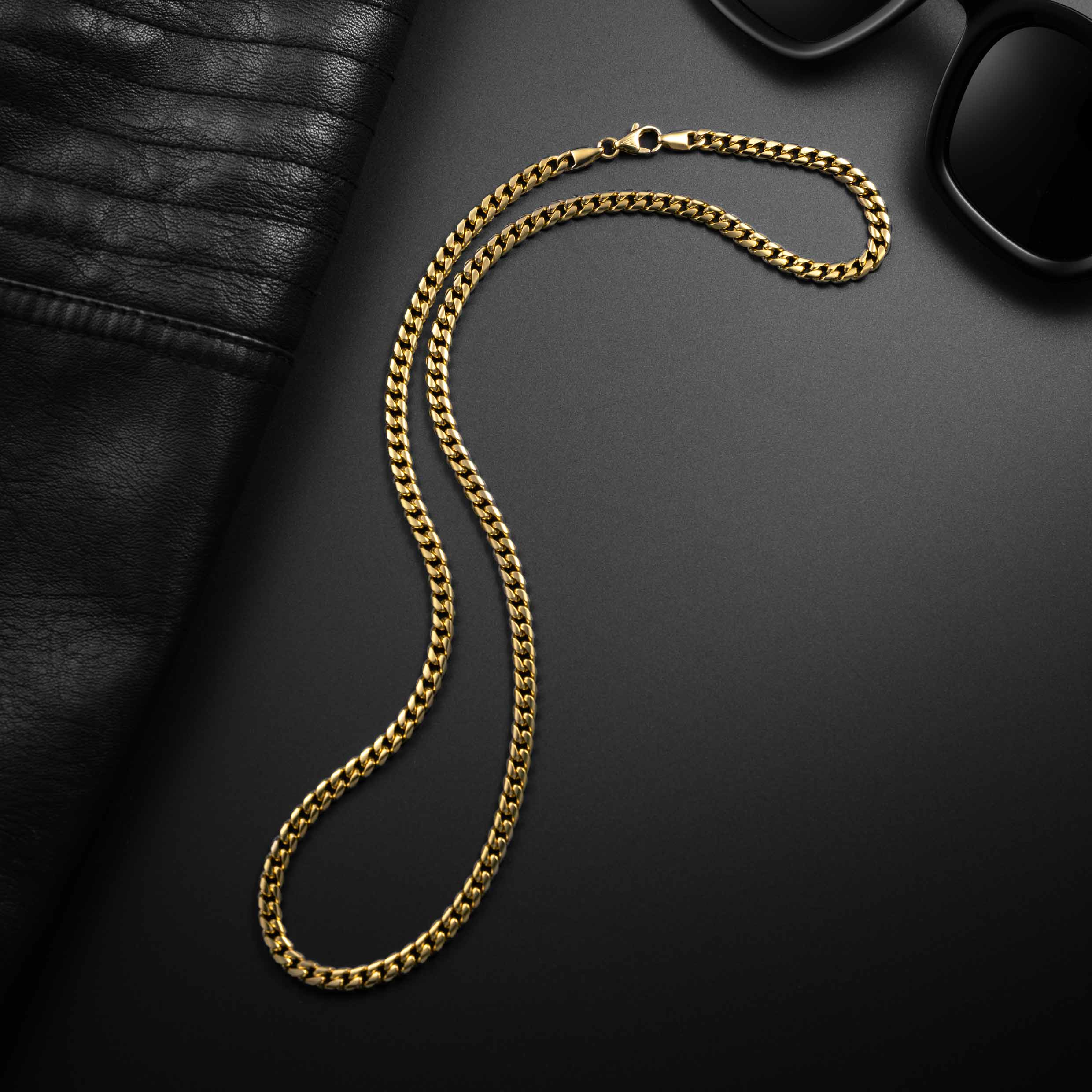 Cuban Chain Necklace, 5MM - 14K Gold - Image 3