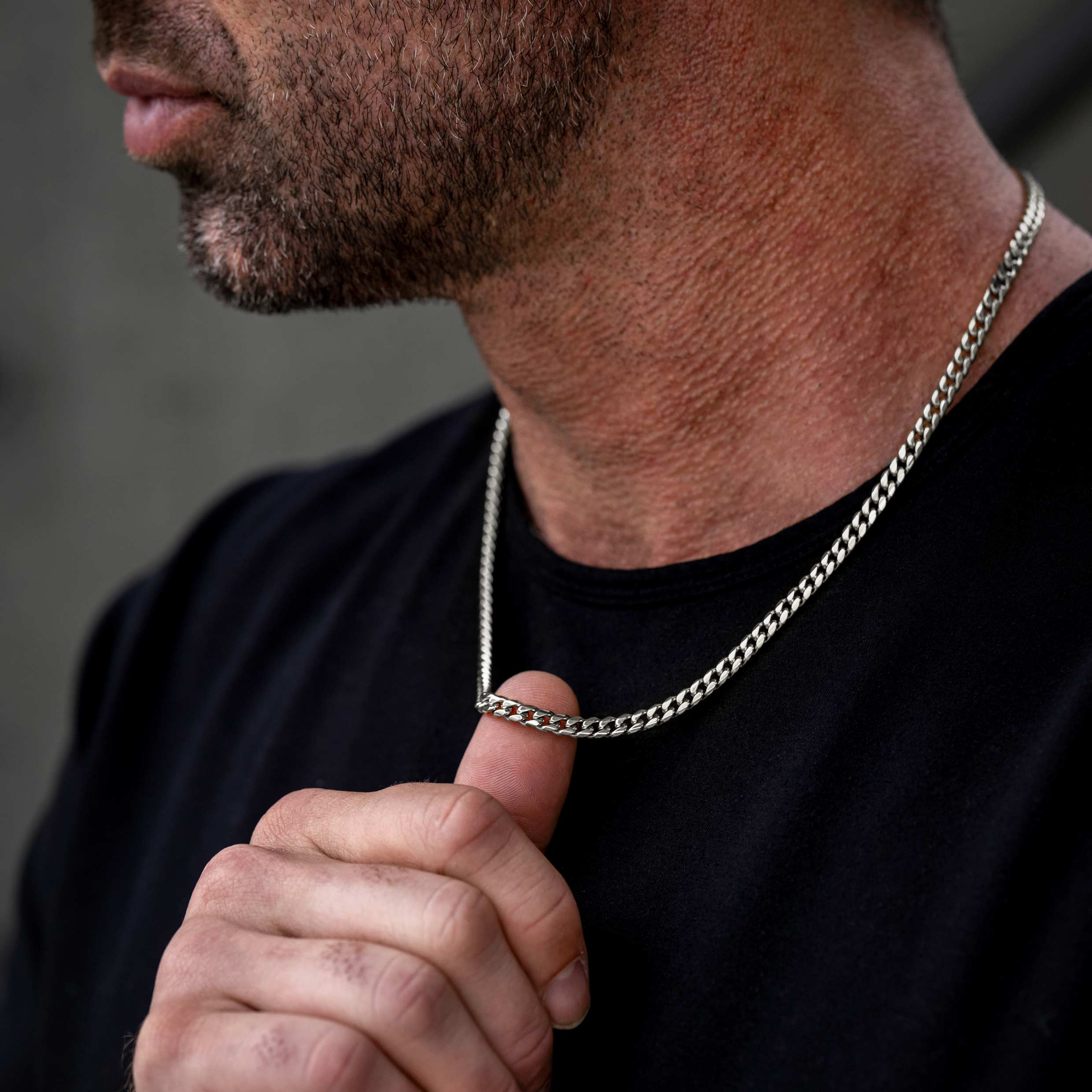 Cuban Chain Necklace, 5MM - Silver - Image 9