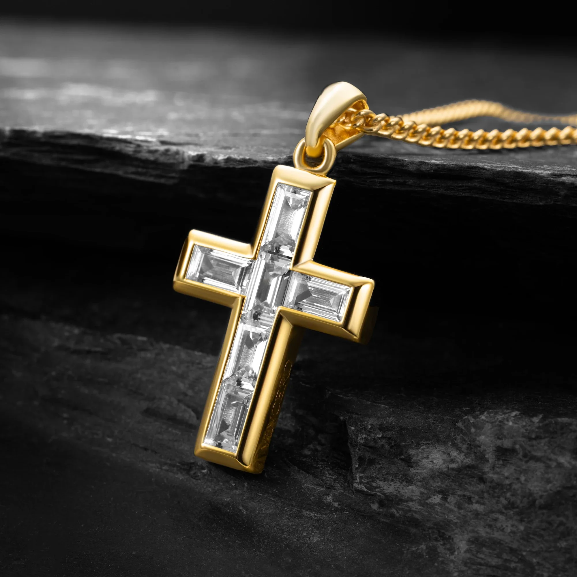 Gemstone Cross Pendant - Diamond - Image 2