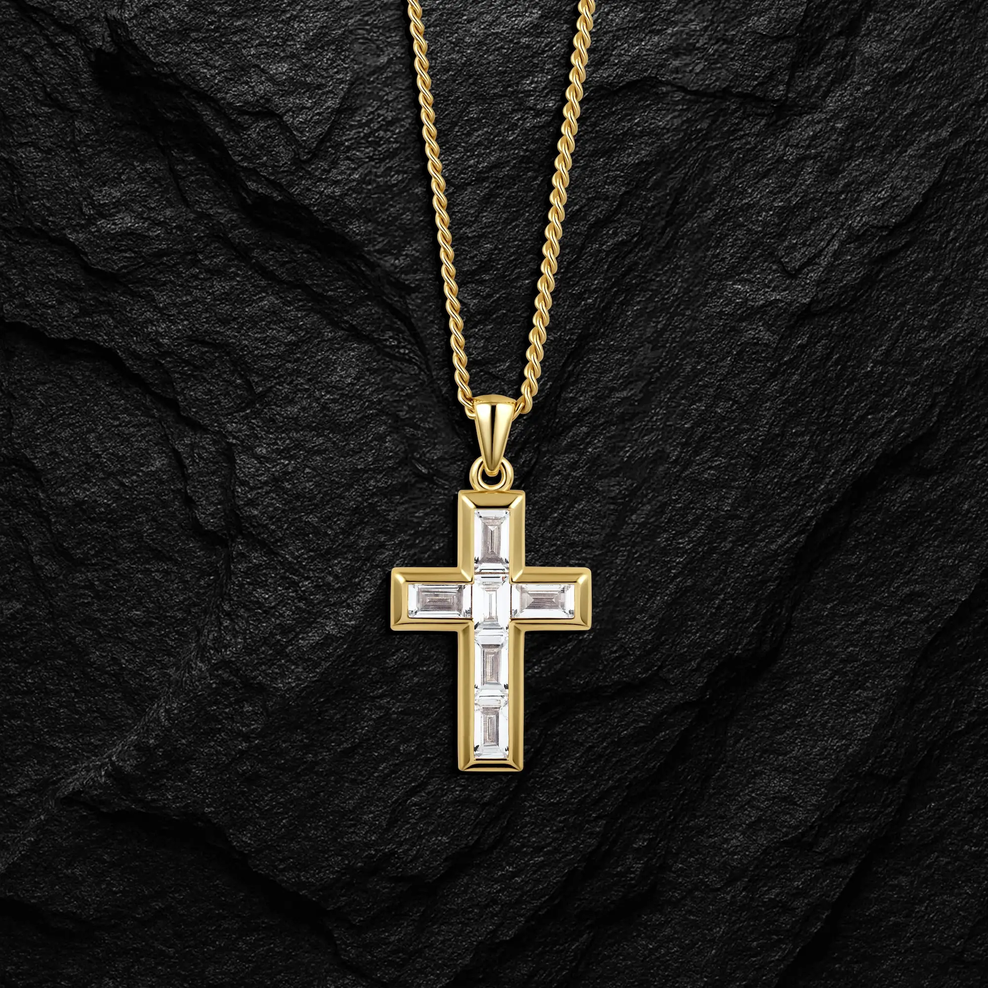 Gemstone Cross Pendant - Diamond - Image 3
