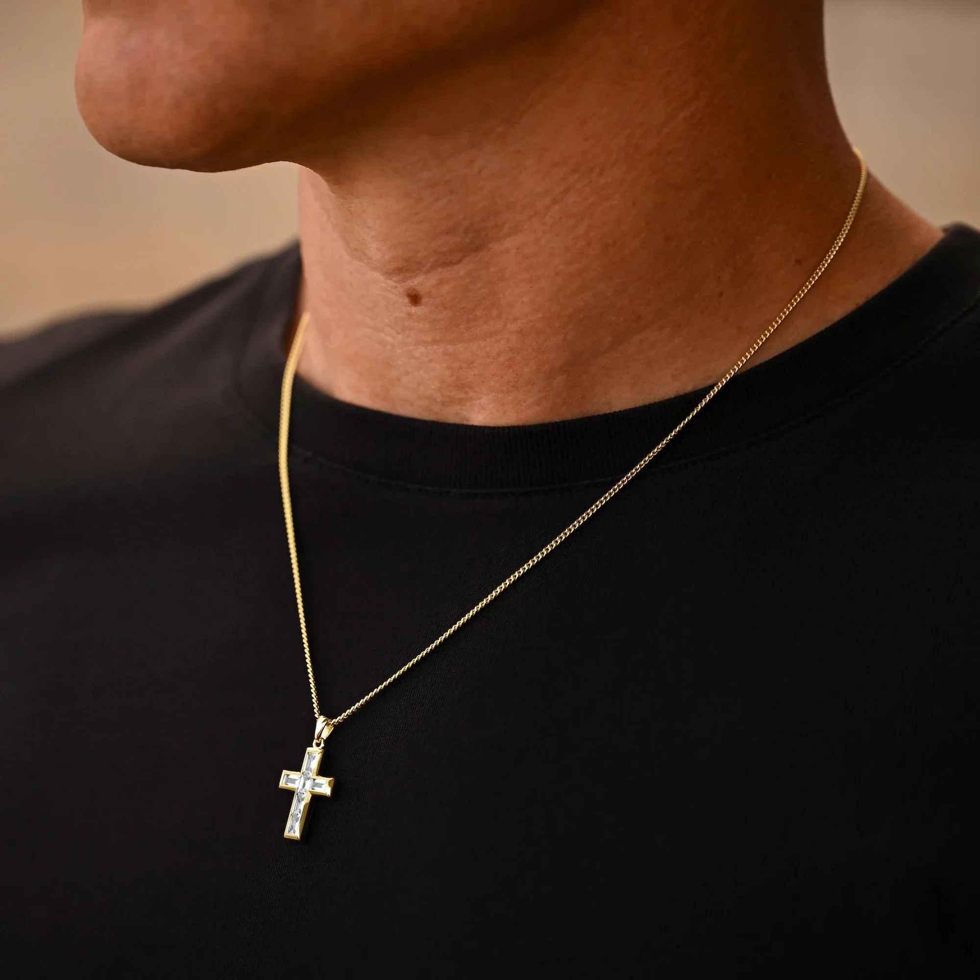 Gemstone Cross Pendant - Diamond - Image 4