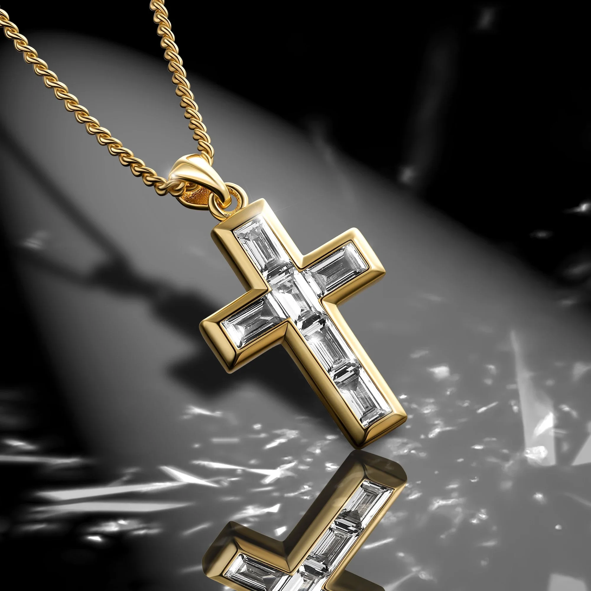 Gemstone Cross Pendant - Diamond - Image 7