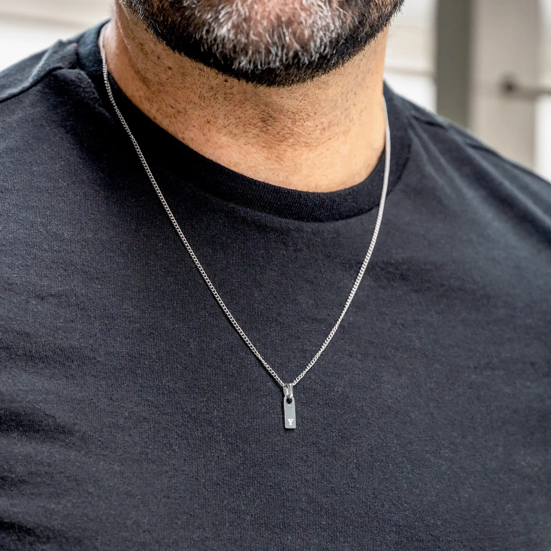 Initial Tag Necklace - Silver - Image 5