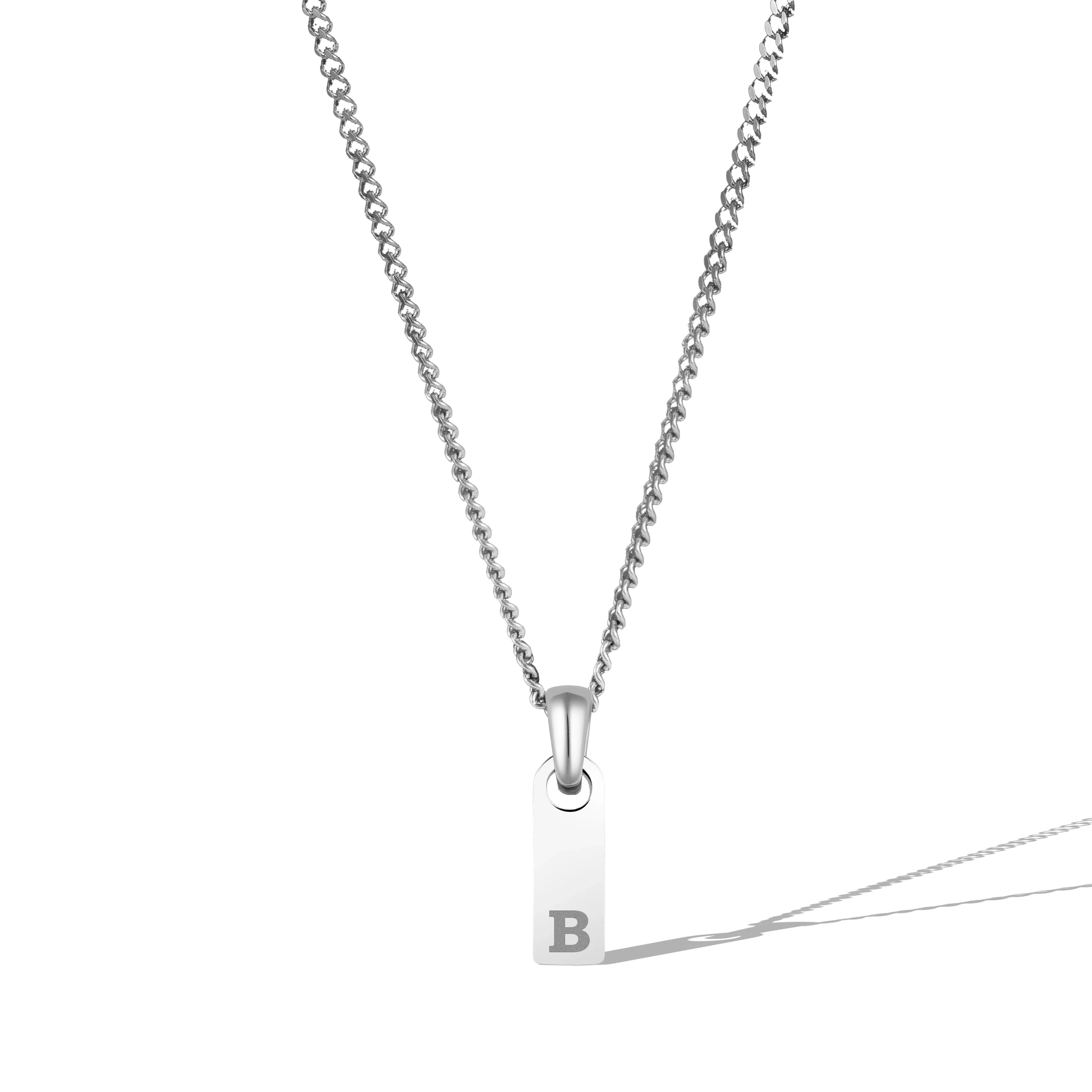 Initial Tag Necklace - Silver - Image 9
