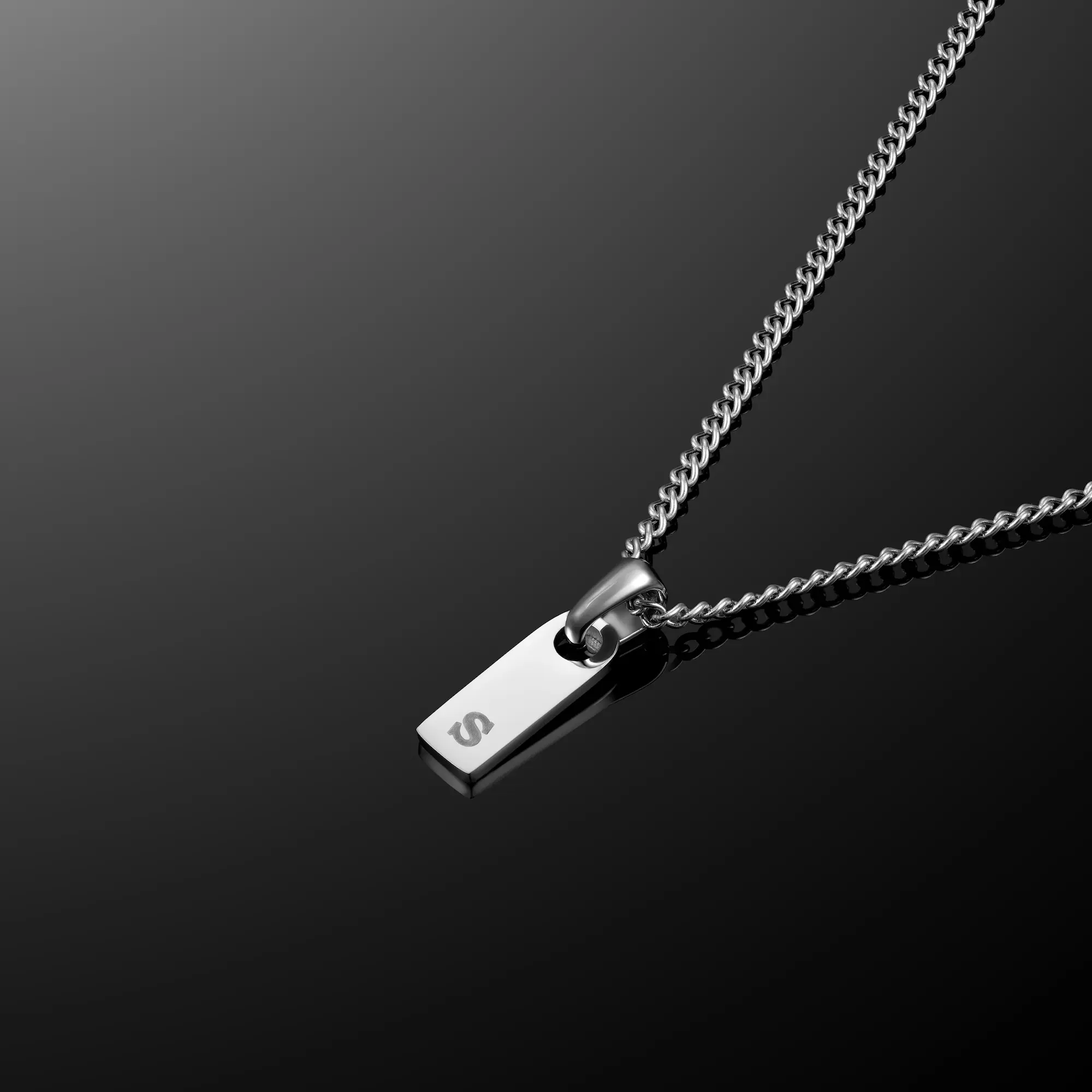 Initial Tag Pendant - Silver - Image 3