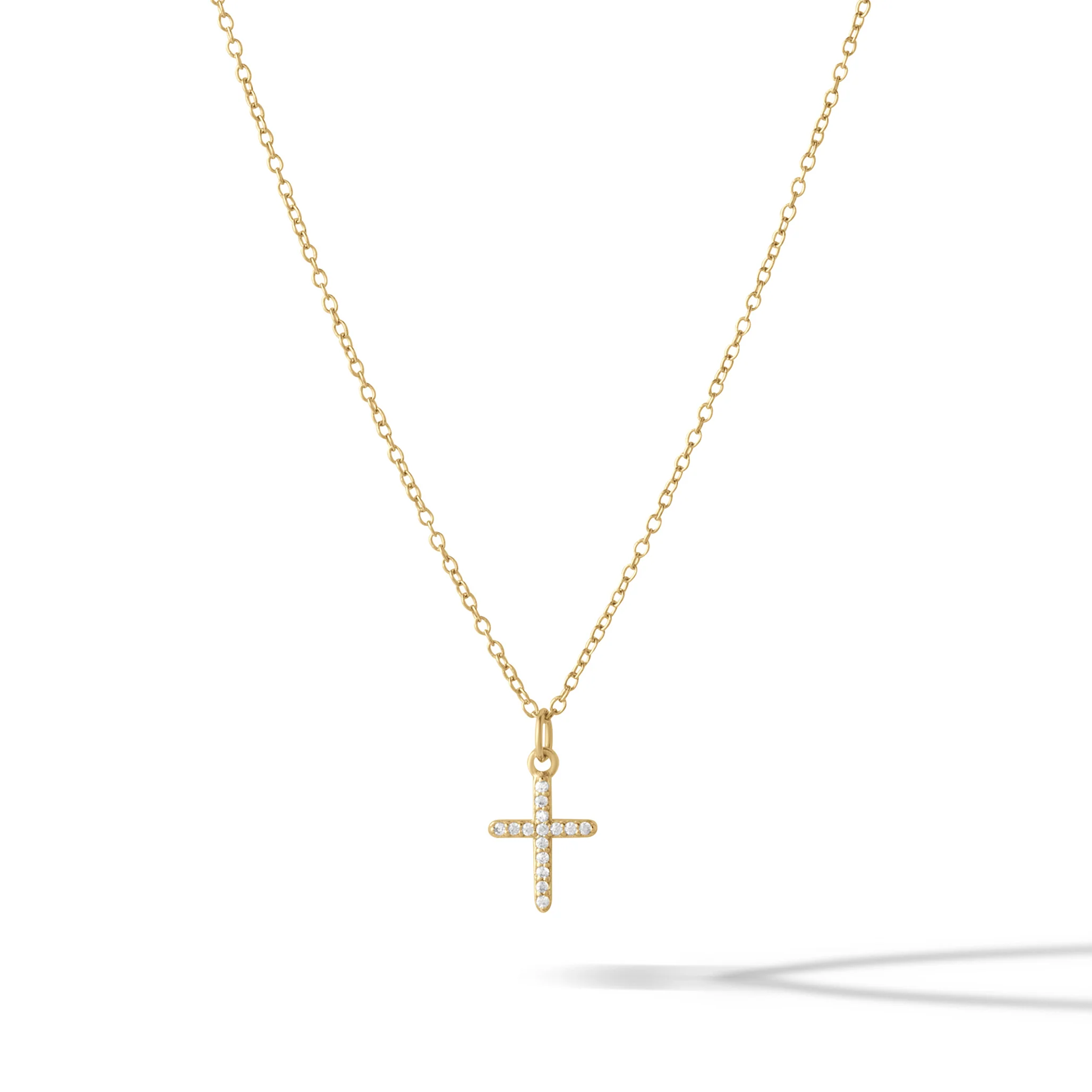 Pavé Cross Necklace - Gold