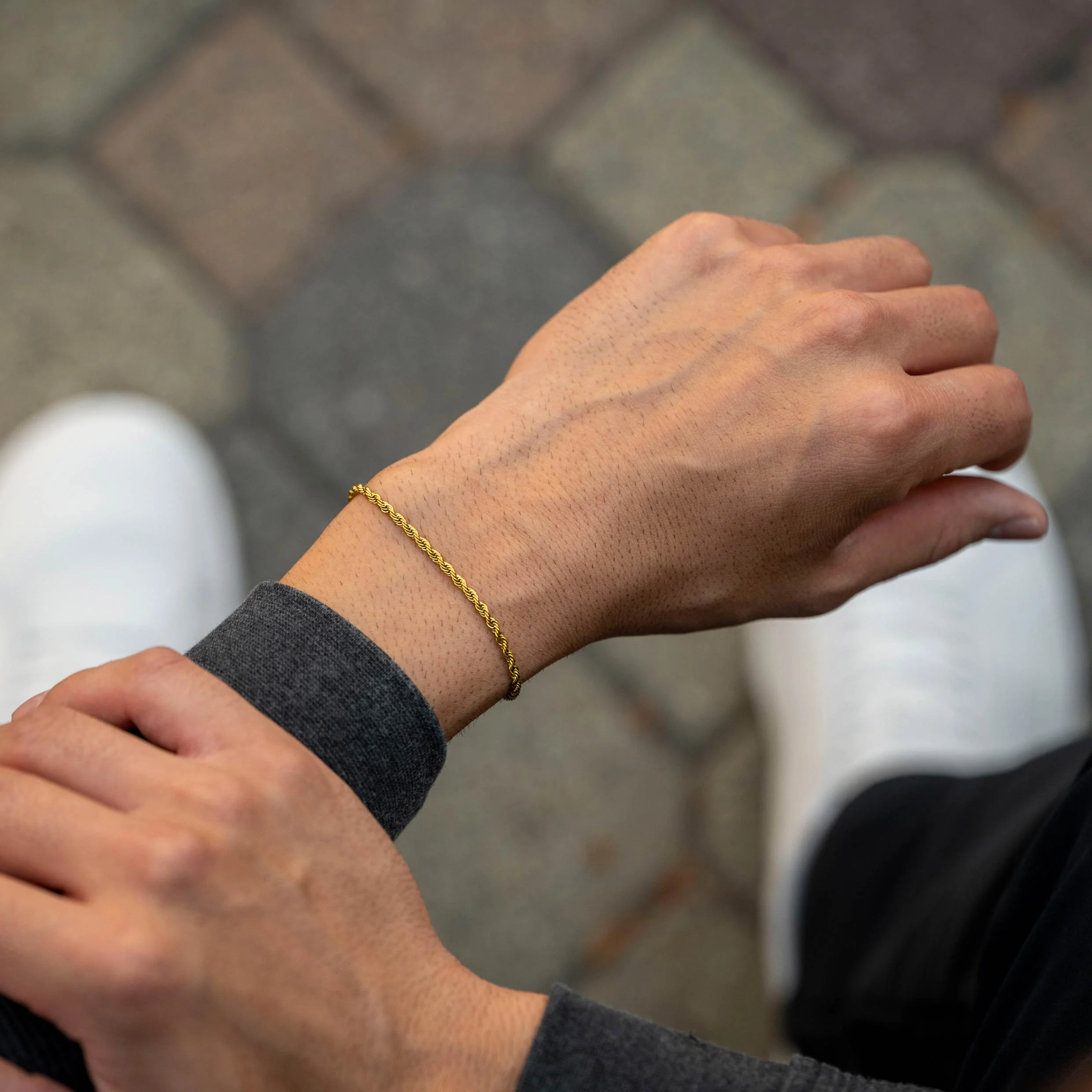 Rope Chain Bracelet, 2.5MM - 14K Gold - Image 6