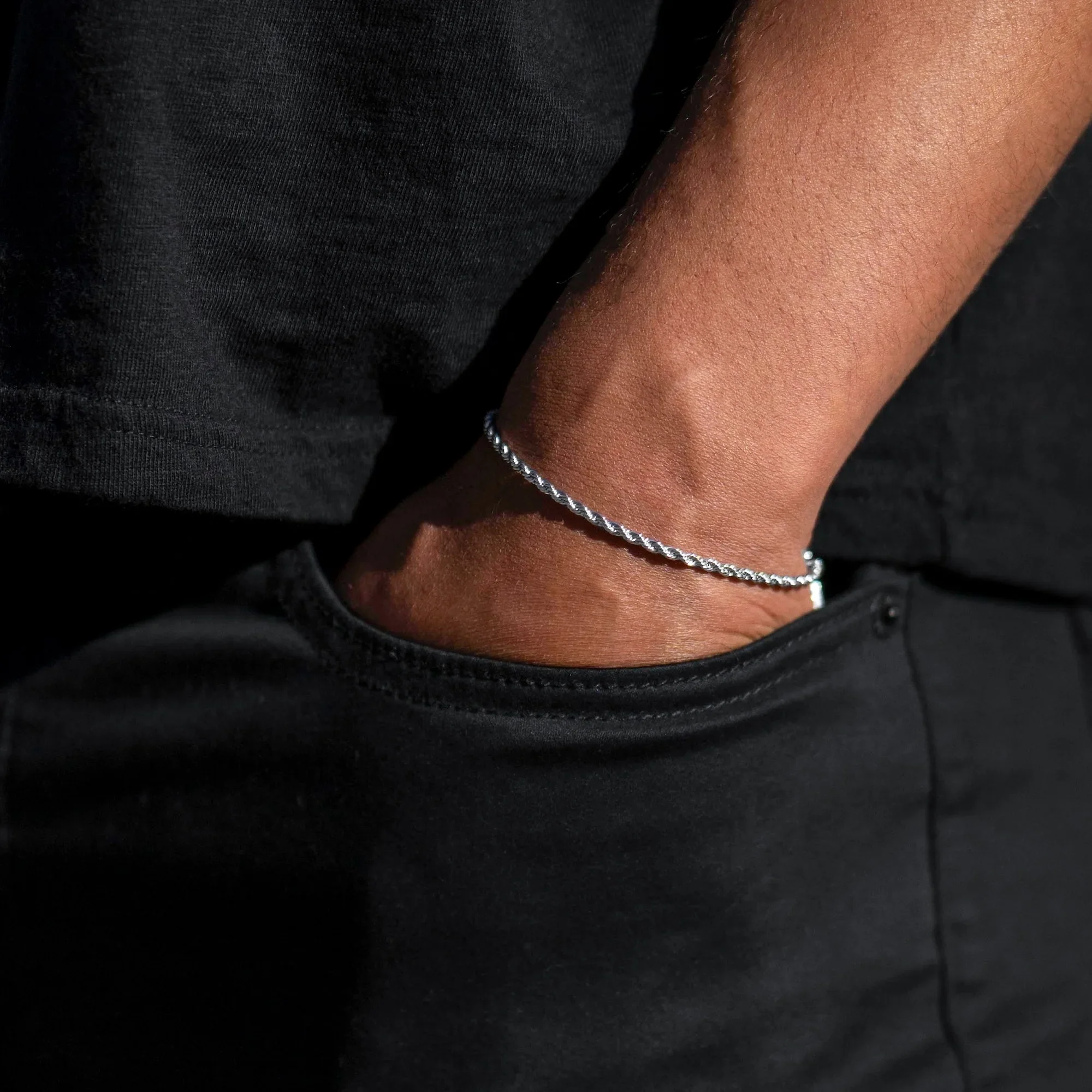 Rope Chain Bracelet, 2.5MM - Silver - Image 8