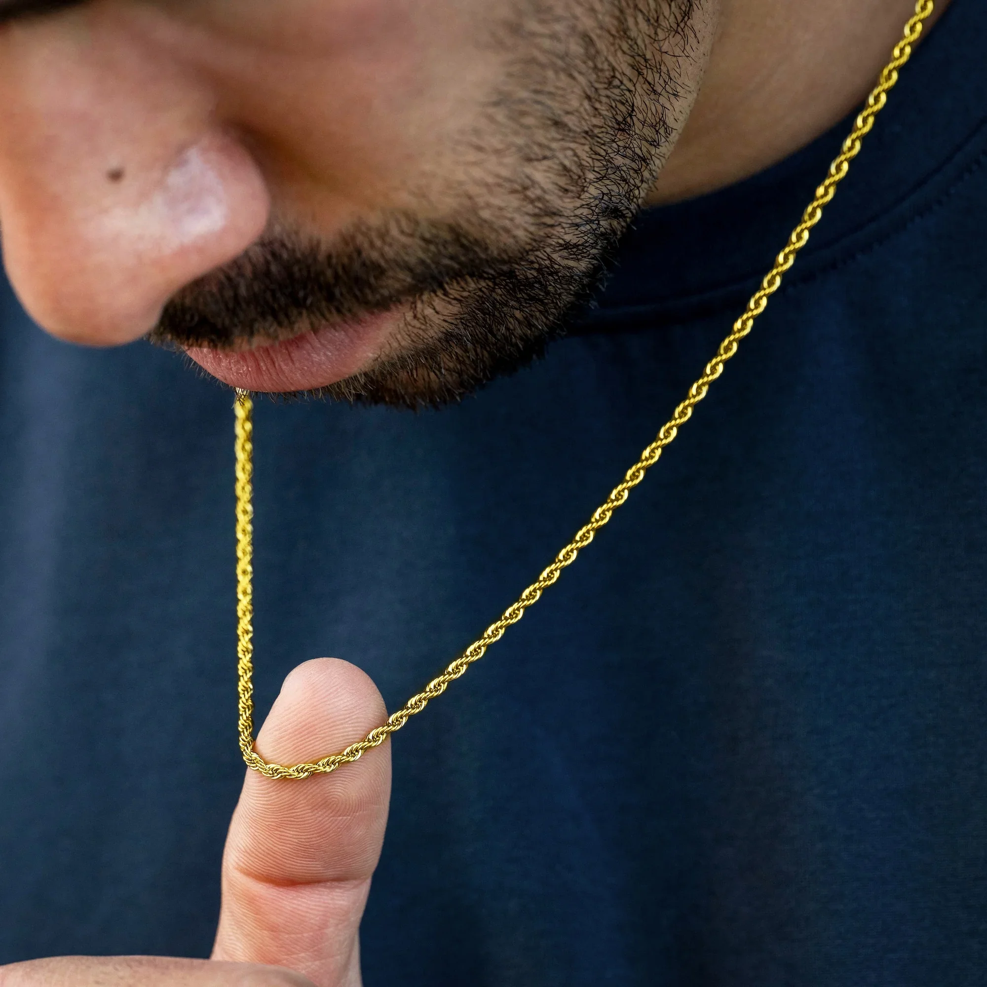 Rope Chain Necklace, 2.5MM - 14K Gold - Image 7