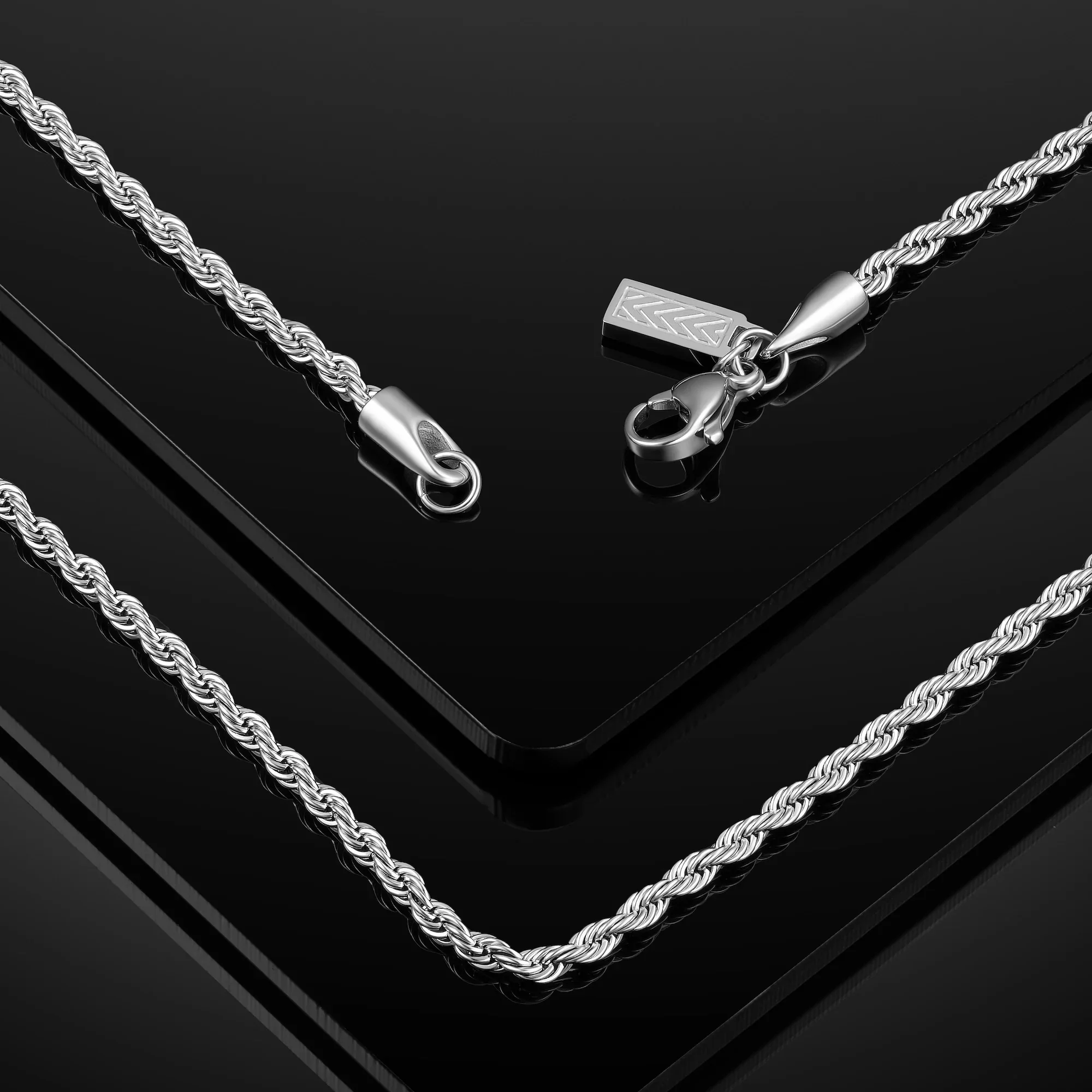 Rope Chain Necklace, 2.5MM - Silver - Image 10