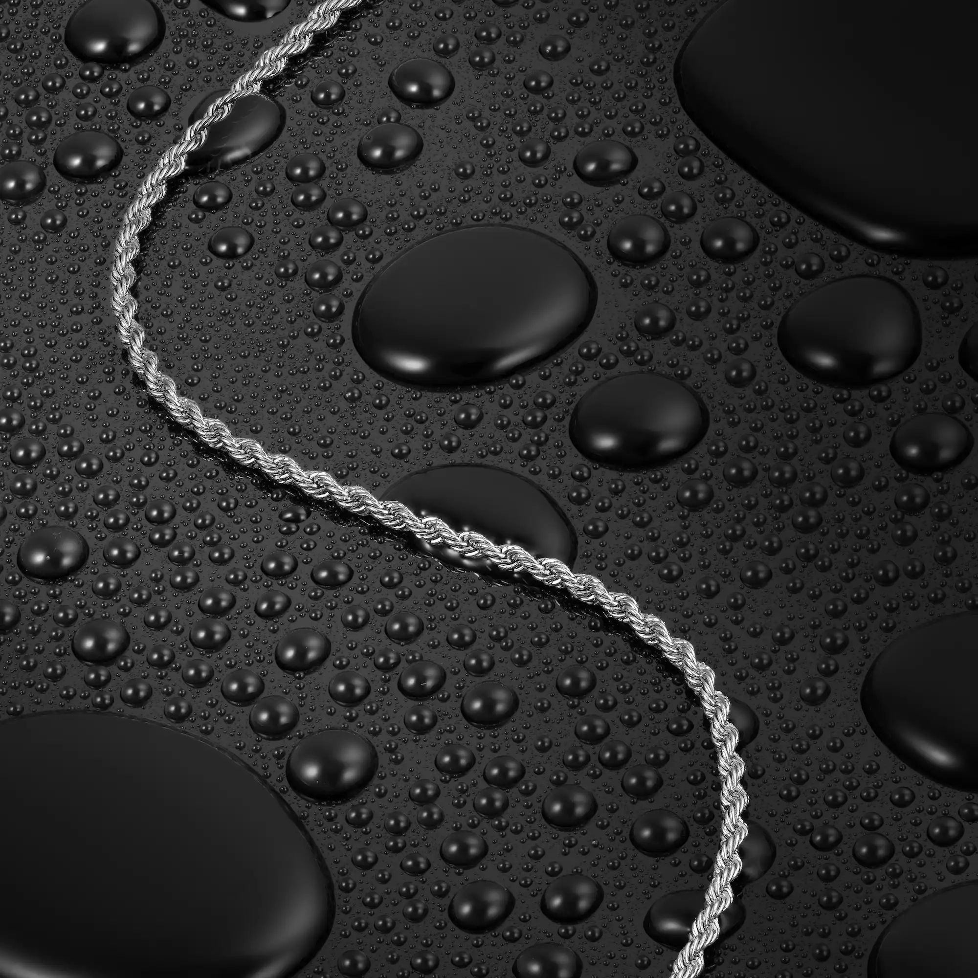 Rope Chain Necklace, 2.5MM - Silver - Image 2