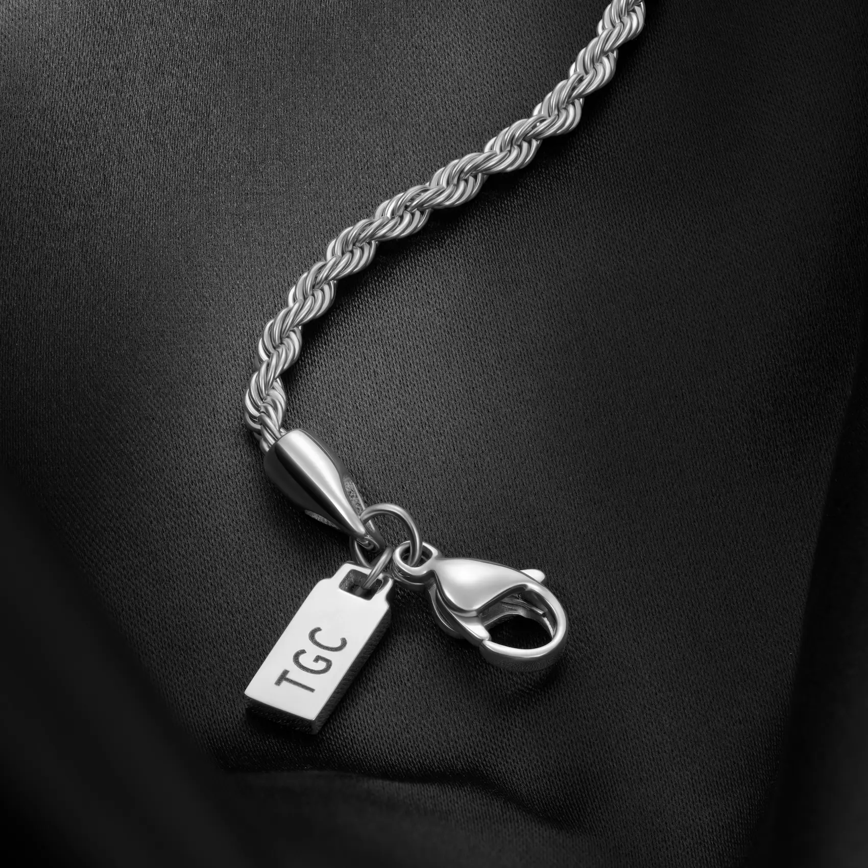 Rope Chain Bracelet, 2.5MM - Silver - Image 4