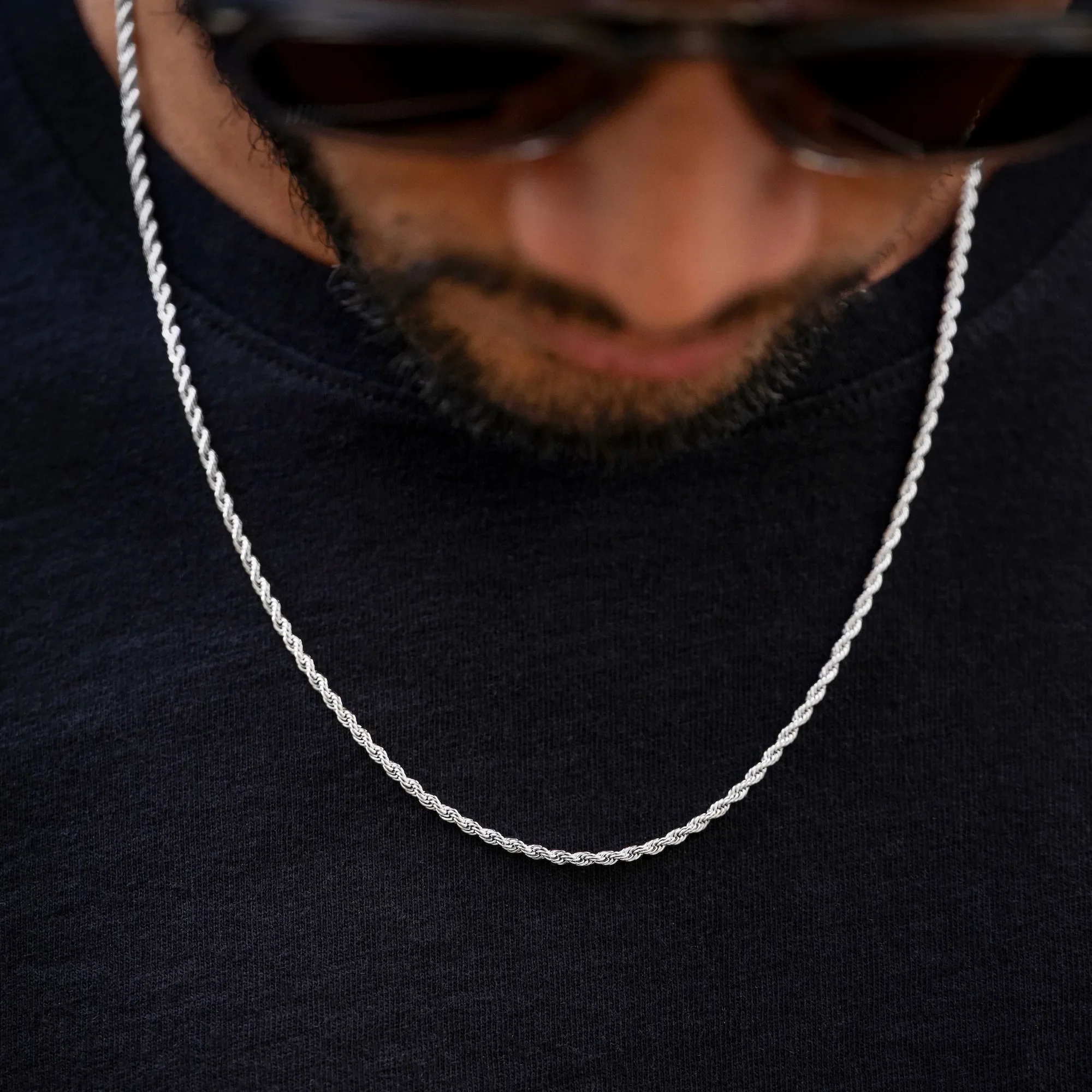 Rope Chain Necklace, 2.5MM - Silver - Image 6