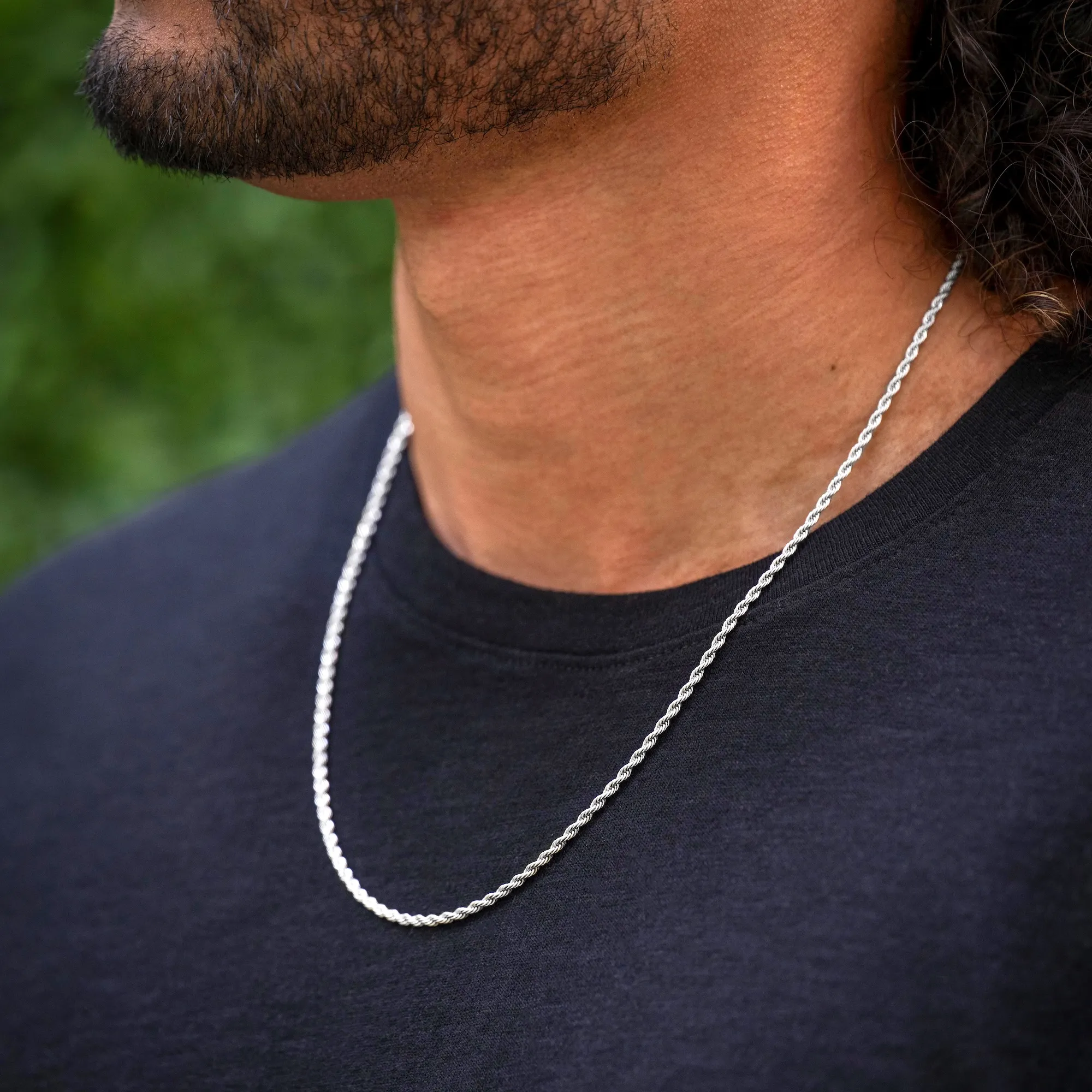 Rope Chain Necklace, 2.5MM - Silver - Image 7