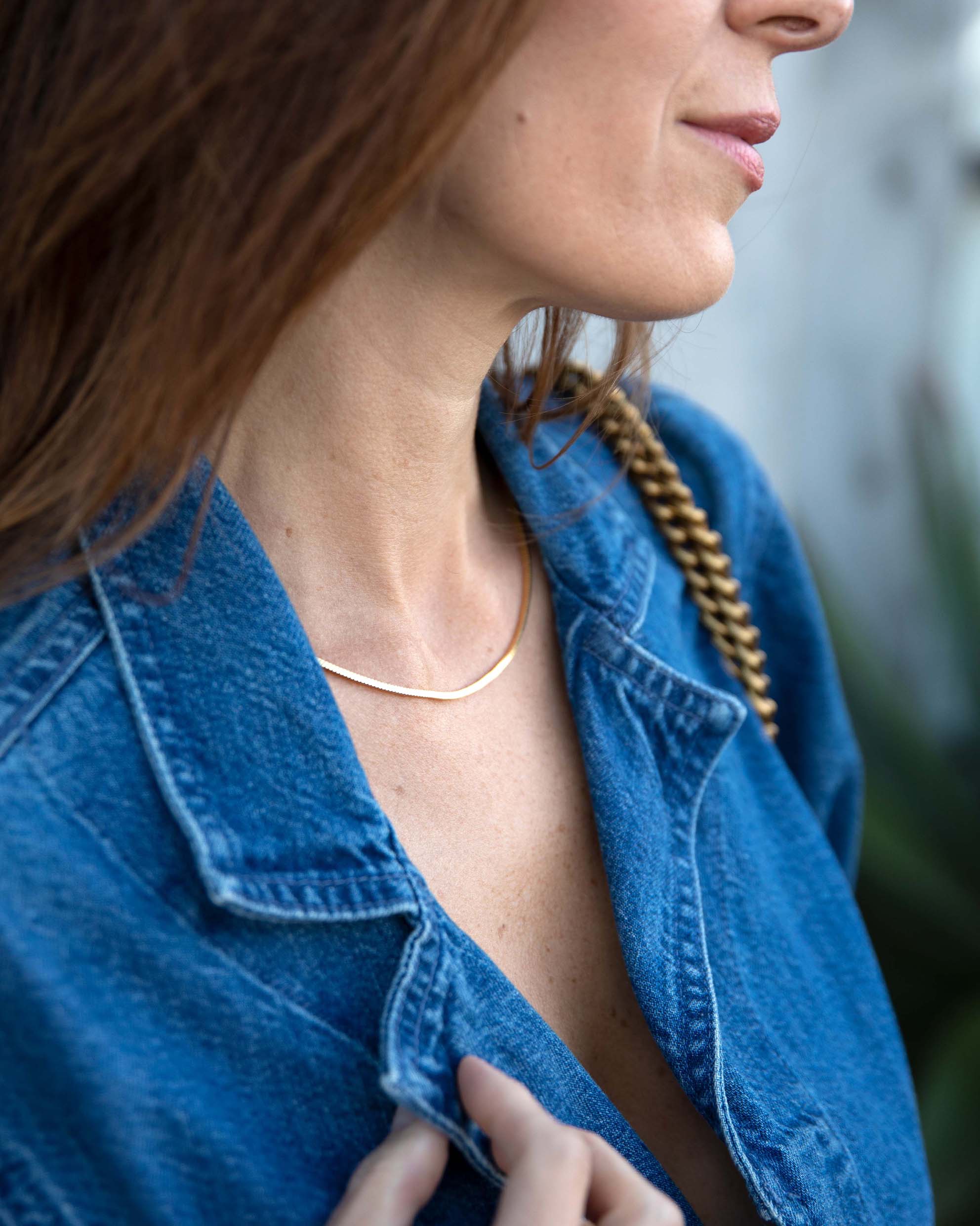 Snake Chain Necklace - Gold - Image 7