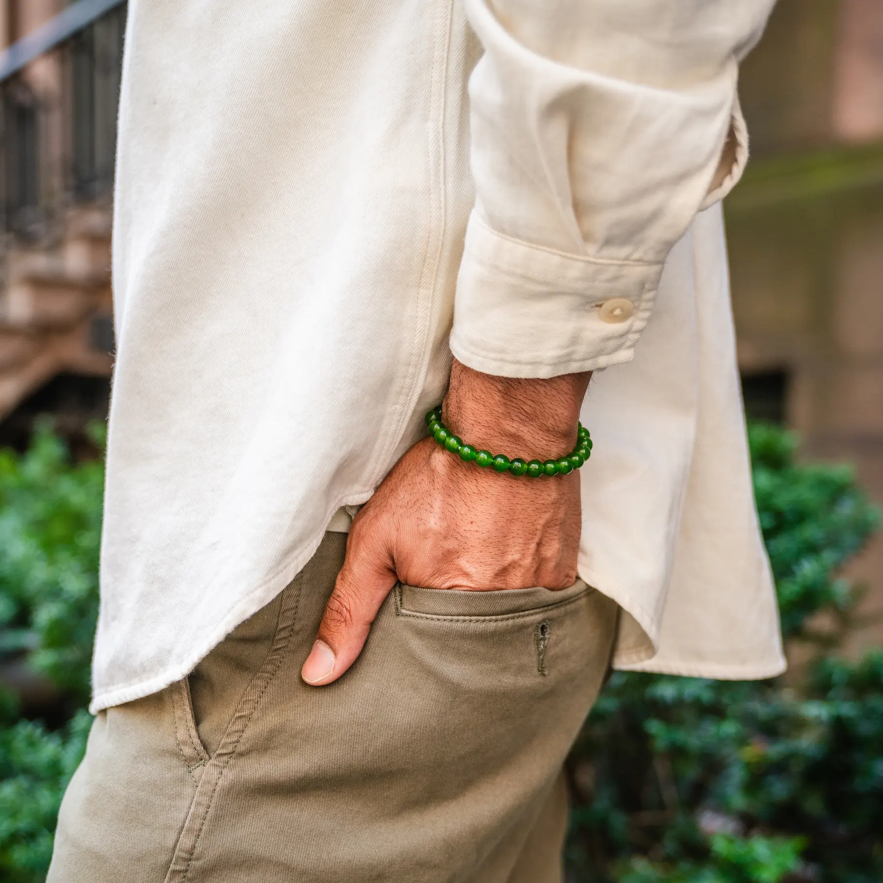 Spiritual Bead Bracelet, 8MM - Green Onyx - Image 6